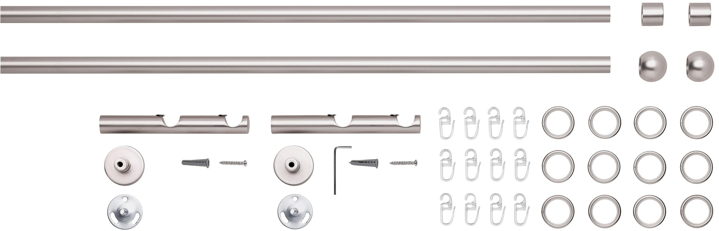 Good Life Gardinenstange "BOLA" Ø 16 mm 2 läufig-läufig Fixmaß mit Ringen
