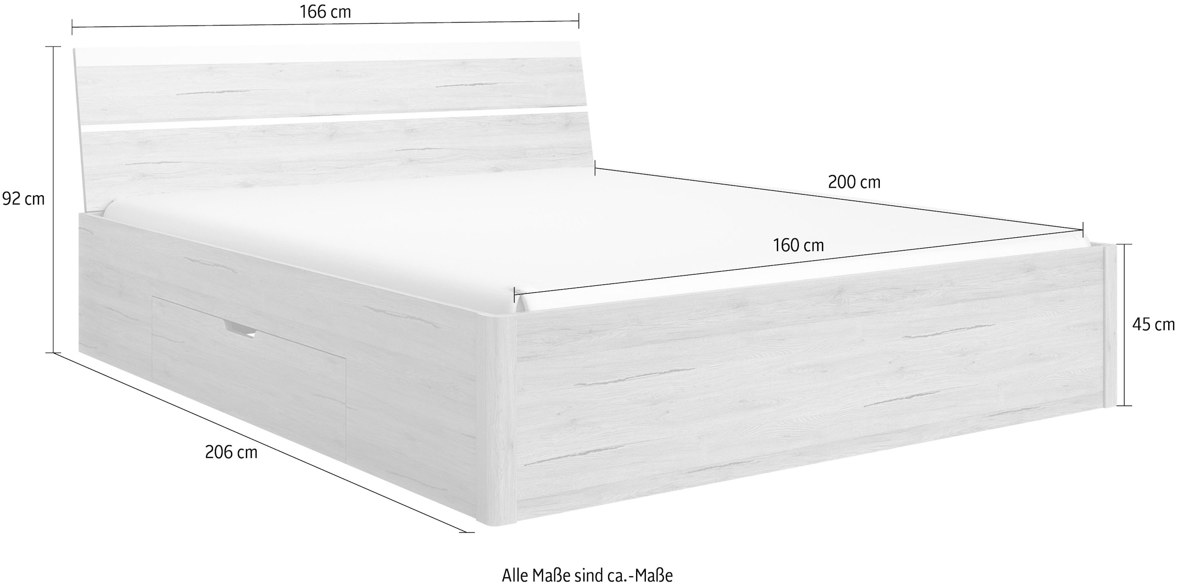 INOSIGN Stauraumbett »Beta, Breite 160 oder 180cm, moderne Bettanlage mit 2 Schubladen«, Bettgestell in zwei Grössen inklusive 2 Bettschubladen