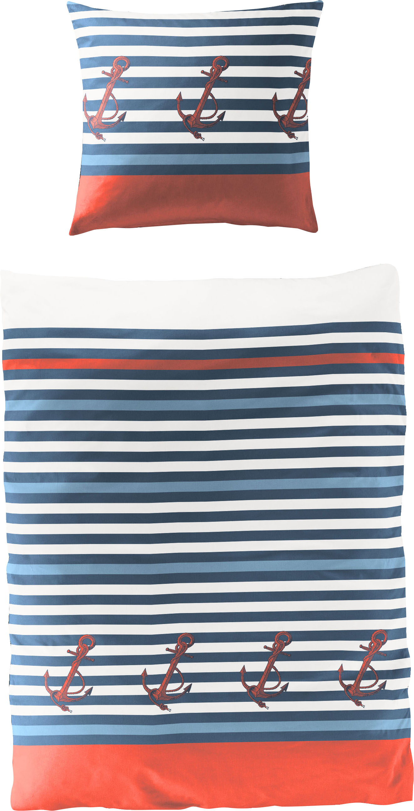 Bettwäsche »Roter Anker«, (2 tlg.), mit maritimem Motiv