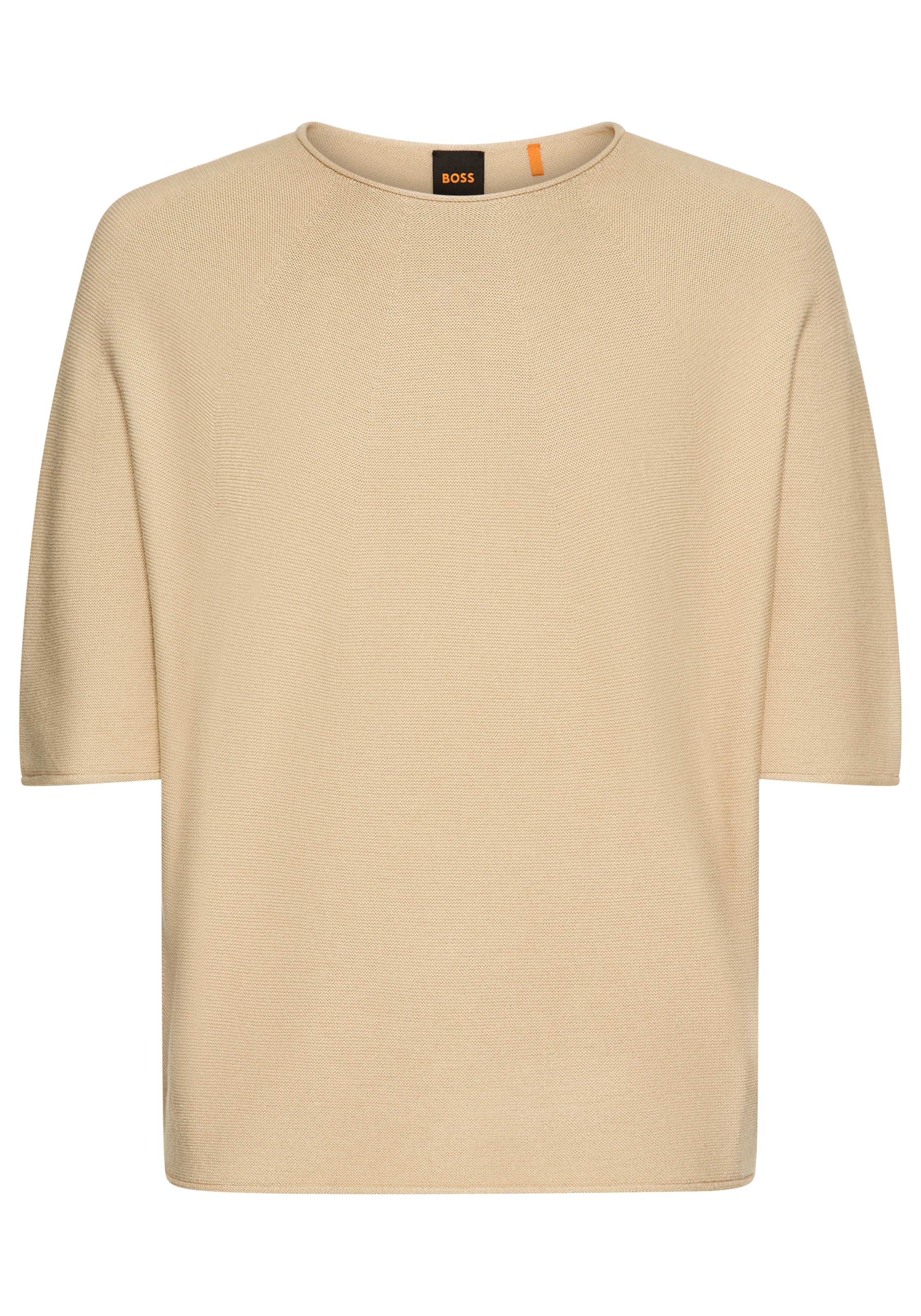 BOSS ORANGE Strickpullover »Flambers Premium Damenmode« mit BOSS Logo-Charm, 3D Strickoptik