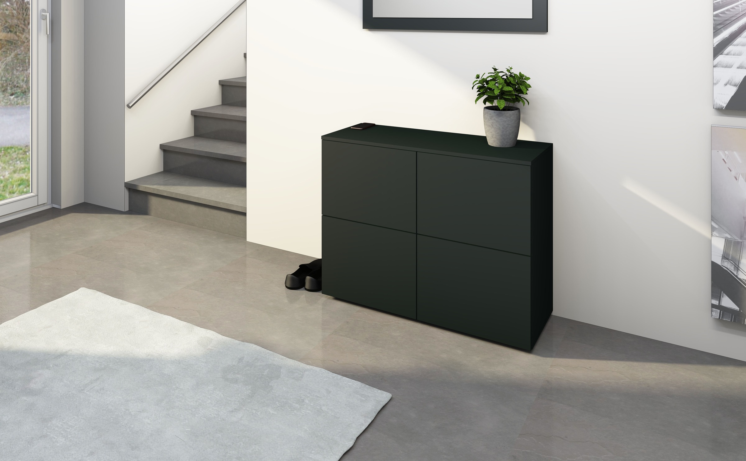 borchardt Möbel Kommode »Rova«, Breite 93 cm, 4-türig, Kommode mit viel Stauraum, schwarz-matt