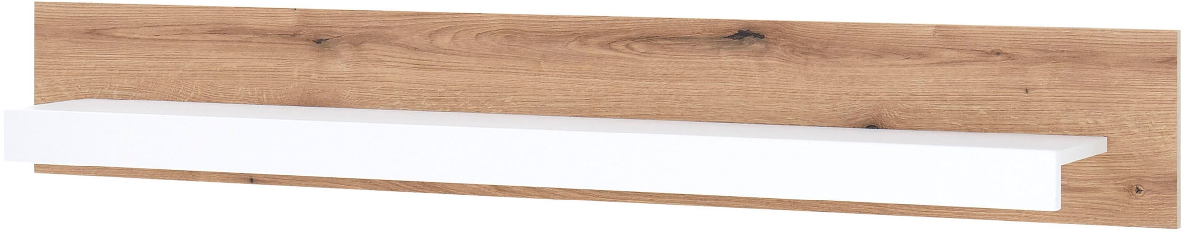 INOSIGN Wandboard »Brixen, modernes Wandregal, Hängeregal mit Ablage«, vielseitig einsetzbares Hängeregal, Weiss mit Eiche Evoke Dekor