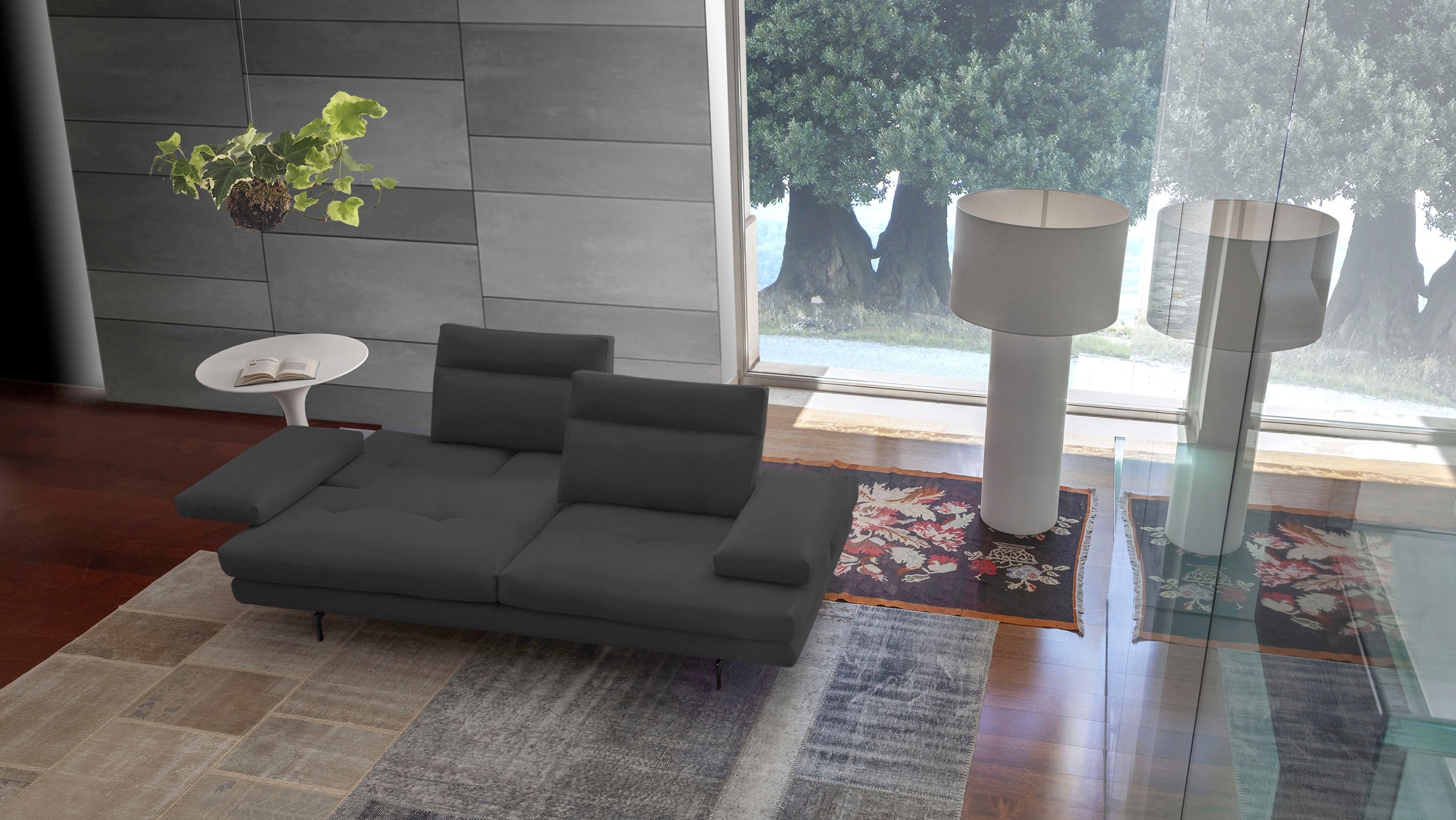 CALIA ITALIA 3,5-Sitzer »Toby Wing, italienisches Designsofa, super bequem, Megasofa«, inkl. Sitztiefenverstellung und Armteilfunktion, Füsse in Schwarz matt
