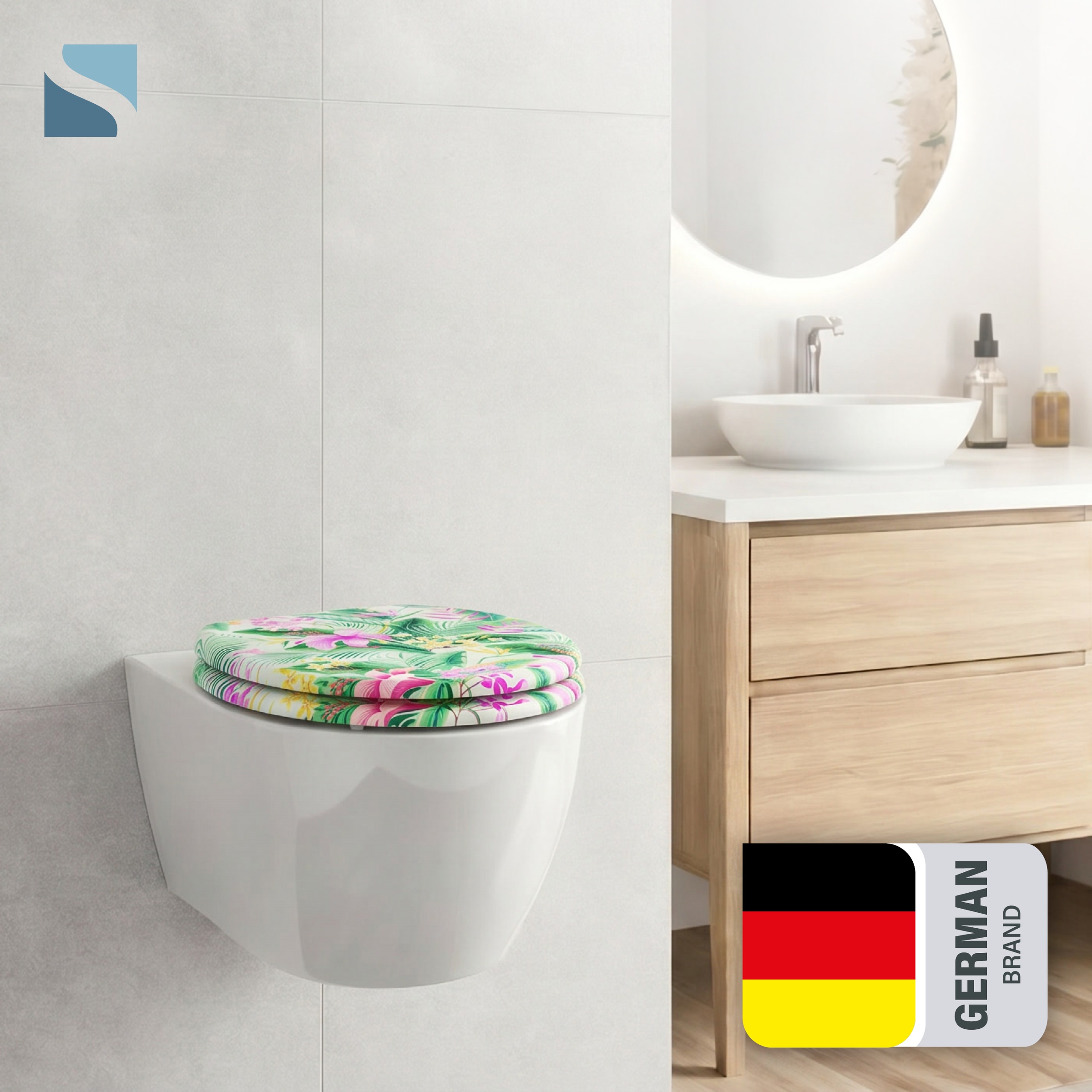 Schütte WC-Sitz "TROPICAL" Toilettendeckel, Absenkautomatik, stabiles MDF, O-Form, Motiv, 175kg