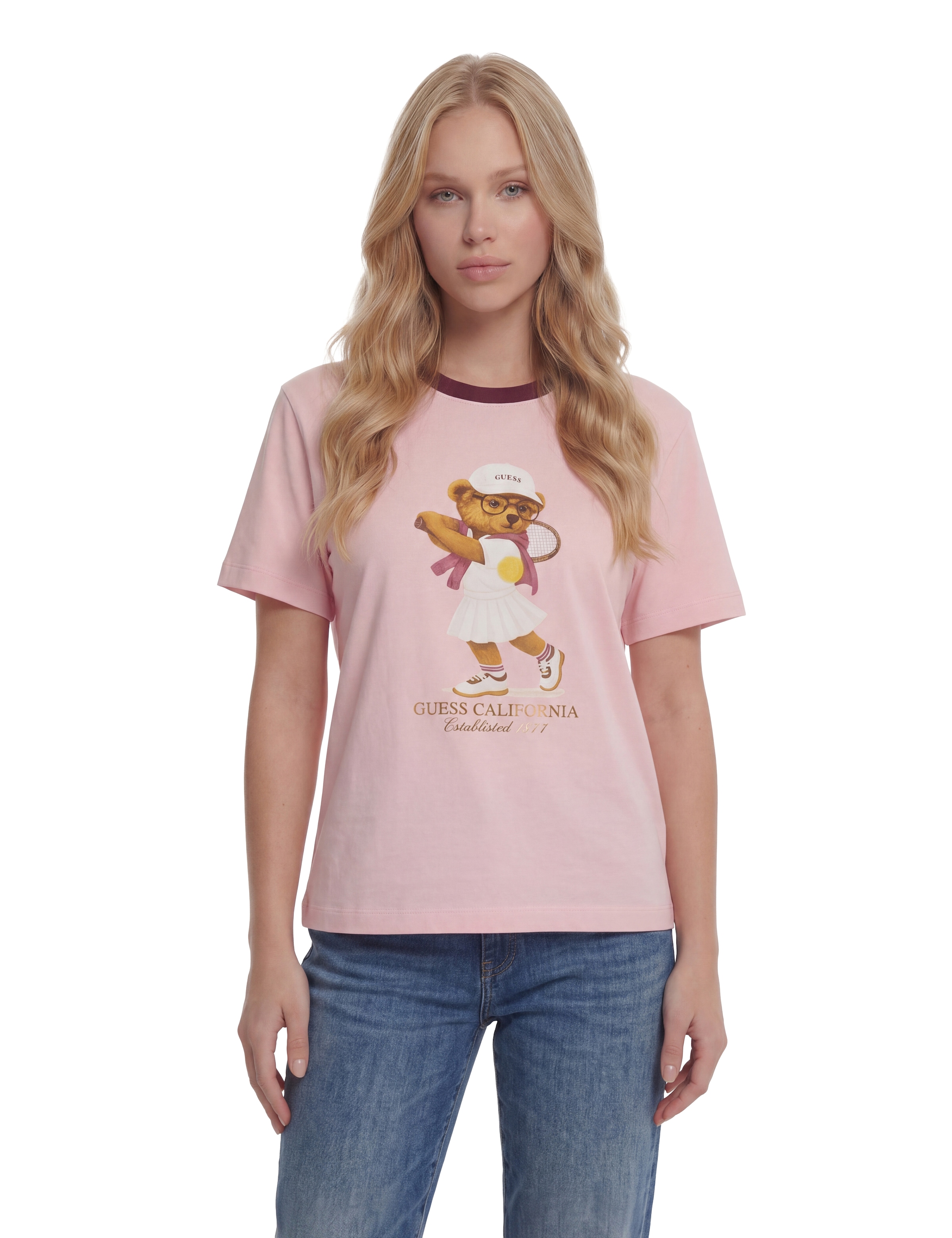 Guess T-Shirt "TENNIS LADY BEAR SS T-SHIRT" mit Frontprint, Regular Fit