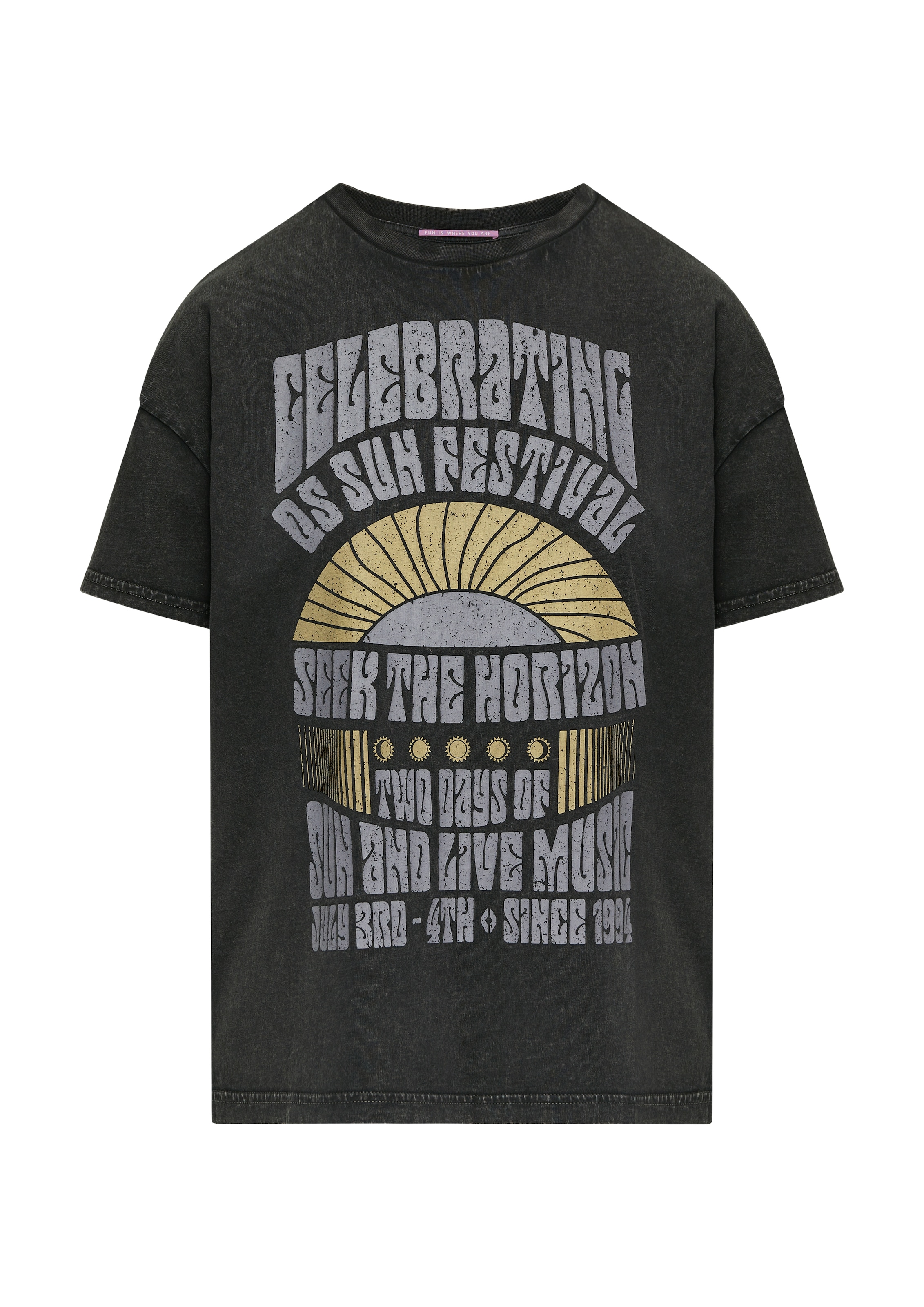 QS Oversize-Shirt, im Vintage-Look und mit Print