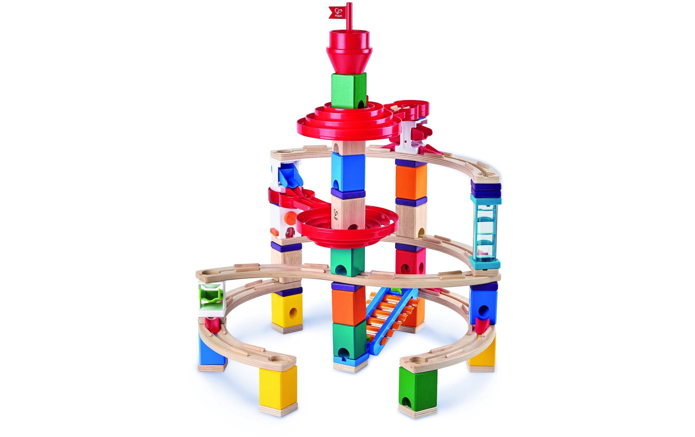Hape Kugelbahn »Quadrilla Super Spiralburg & Endspurt«, (107 tlg.)