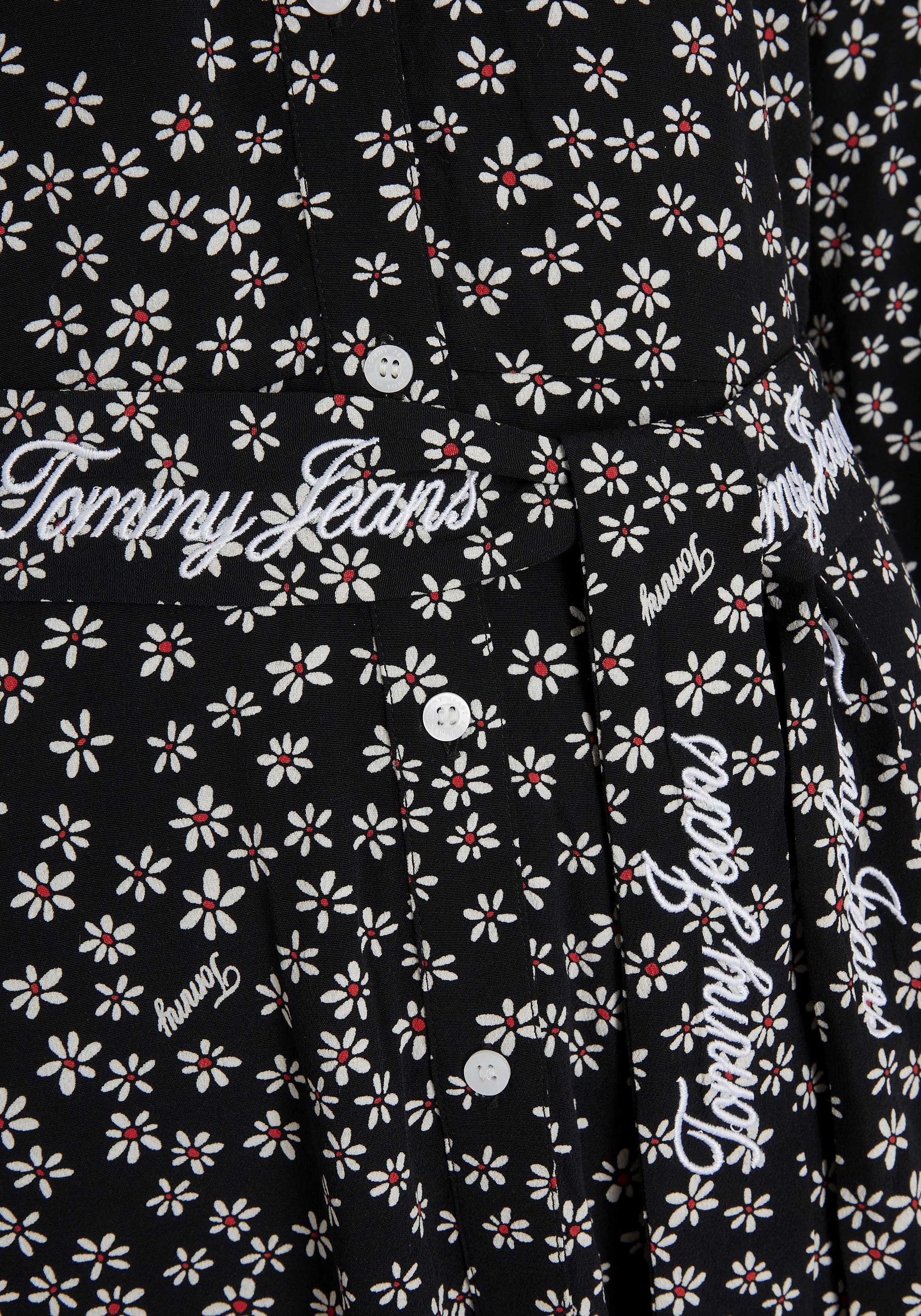 Tommy Jeans Curve Shirtkleid »TJW DITSY BELTED MIDI DRESS EXT«, mit allover Millefleur & Logo Print