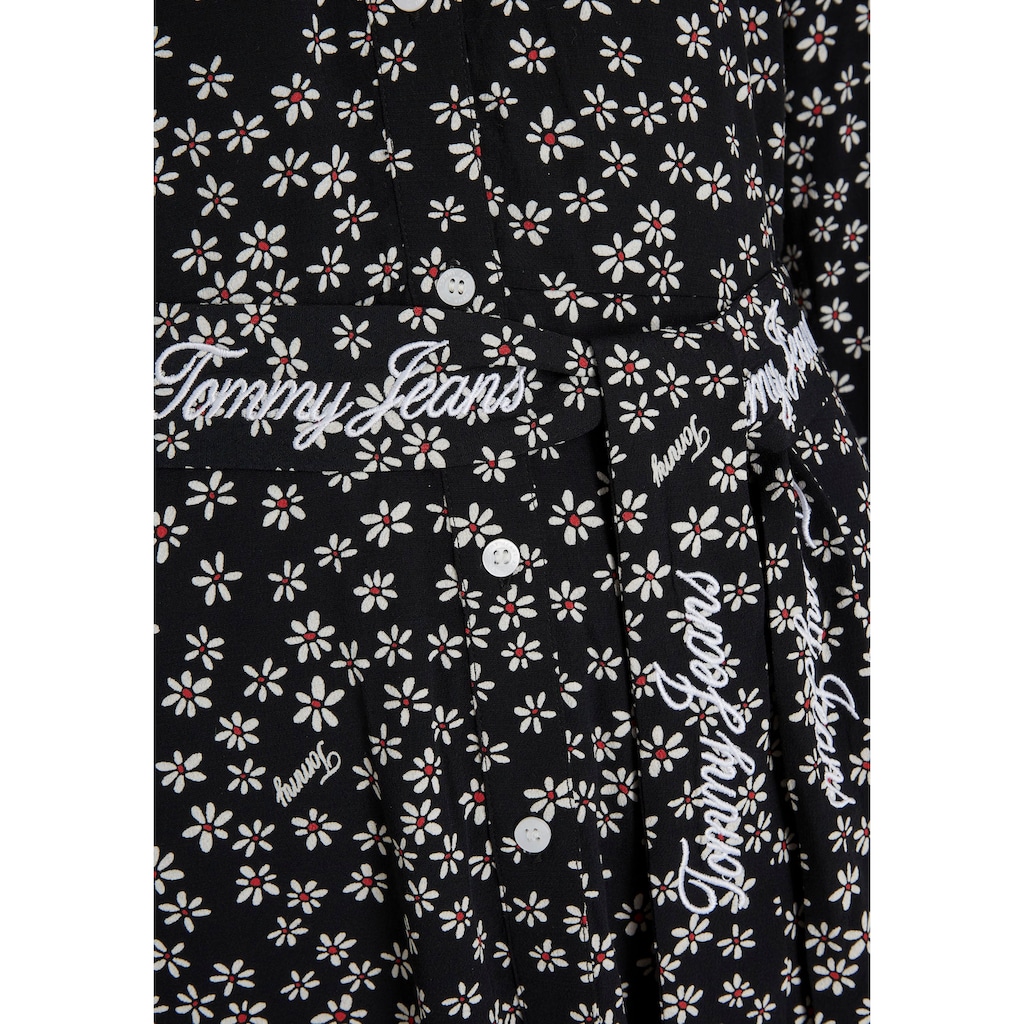 Tommy Jeans Curve Shirtkleid »TJW DITSY BELTED MIDI DRESS EXT«, mit allover Millefleur & Logo Print