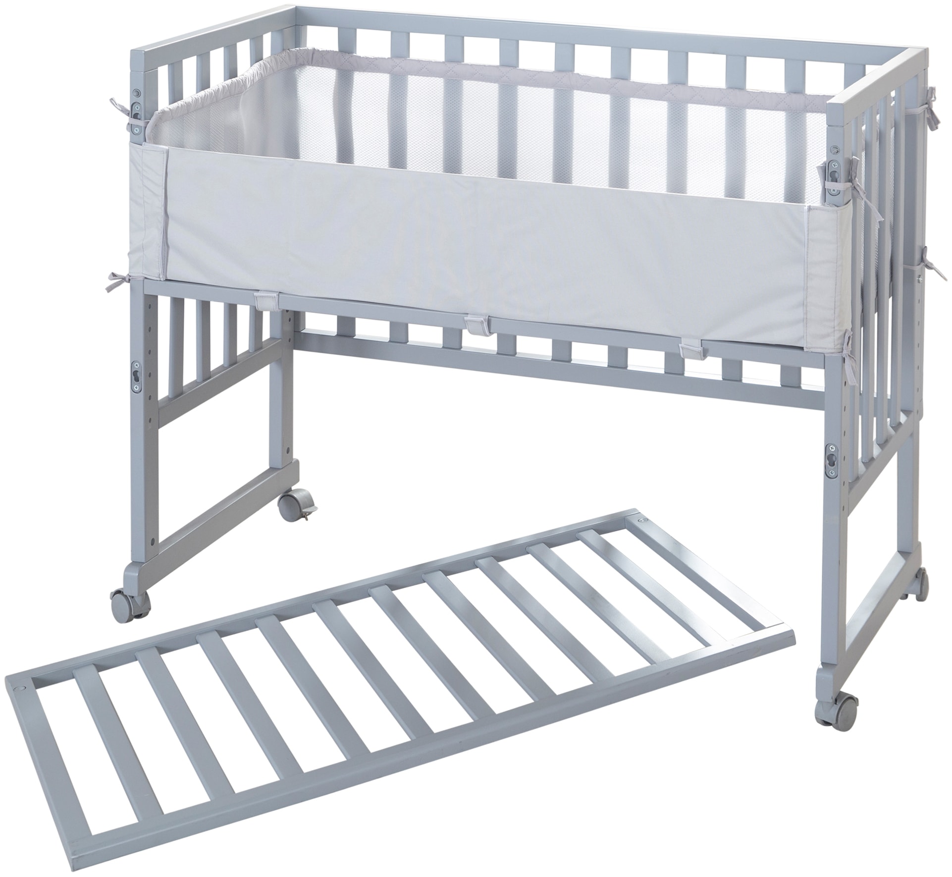 roba® Stubenbett »3in1 roba Style, taupe/silberfarbengrau«, mit 4 Rollen, Matratze, Nestchen und Sicherheitsbarriere