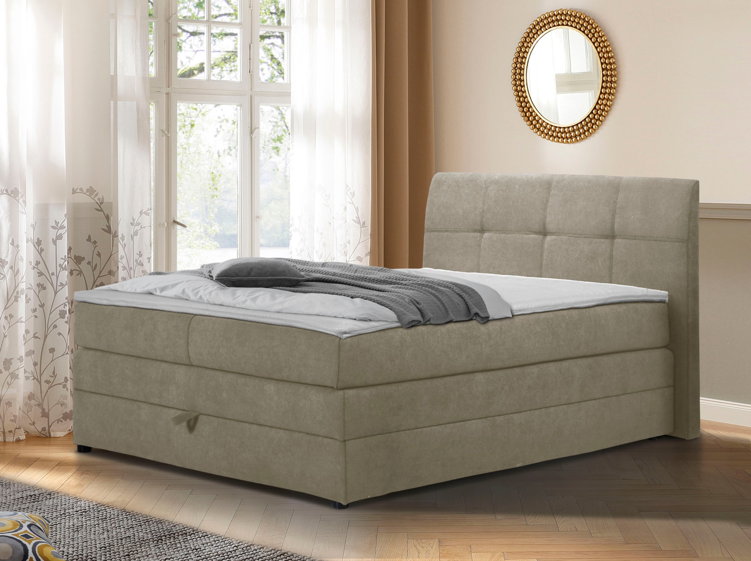 Home affaire Boxspringbett »Finja«, besonders komfortable Liegehöhe, mit praktischem Bettkasten