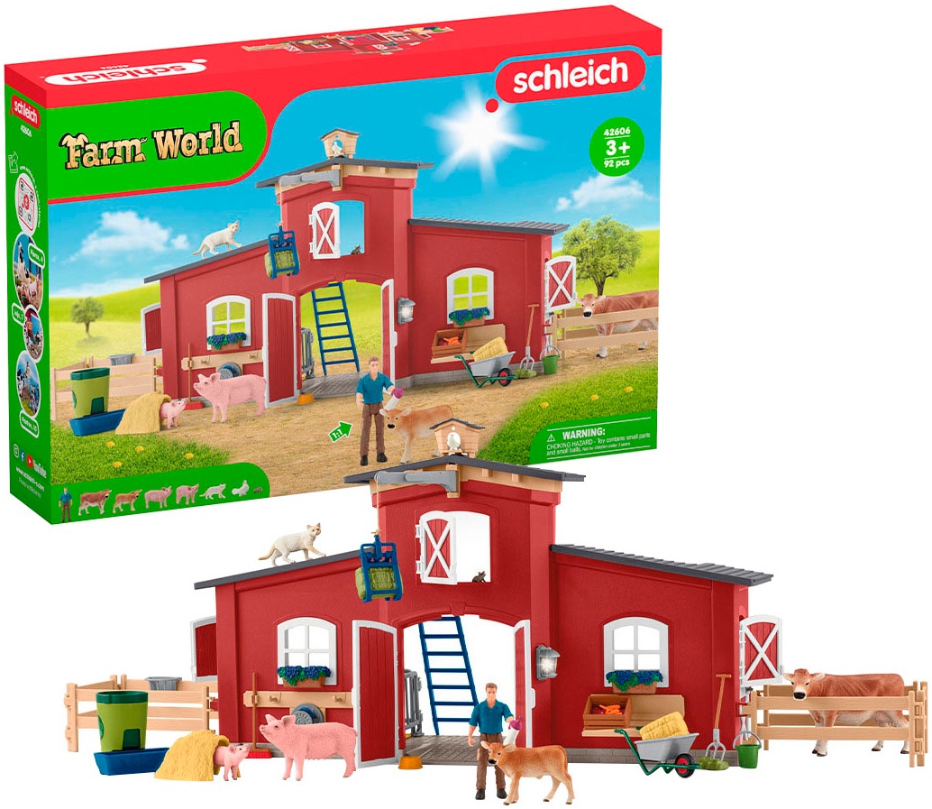 Schleich Spielwelt "FARM WORLD, Grosse Farm rot (42606)" Made in Europe