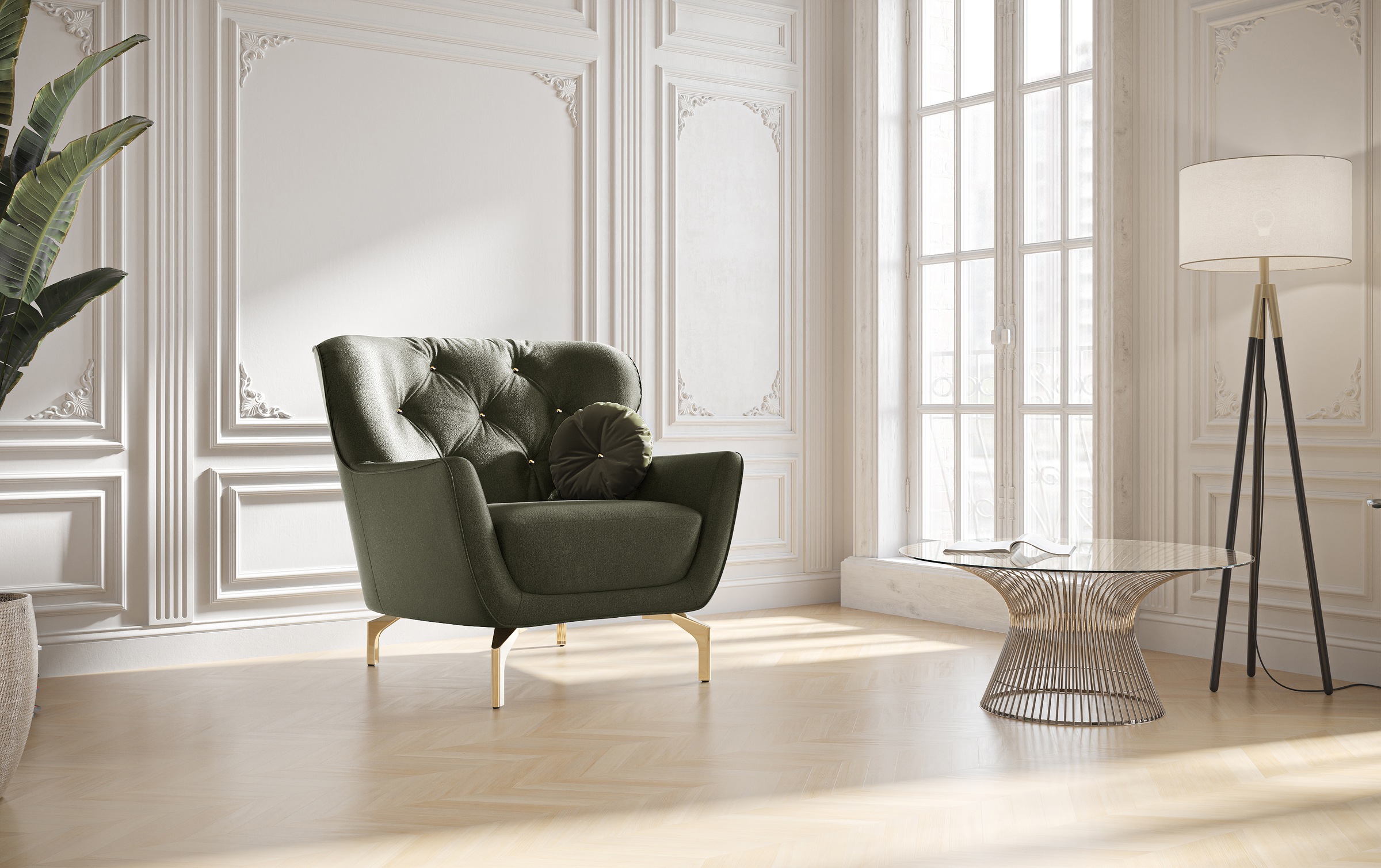 sit&more Sessel »Orient 3«, inkl. 1 Zierkissen mit Strass-Stein, goldfarbene Metallfüsse