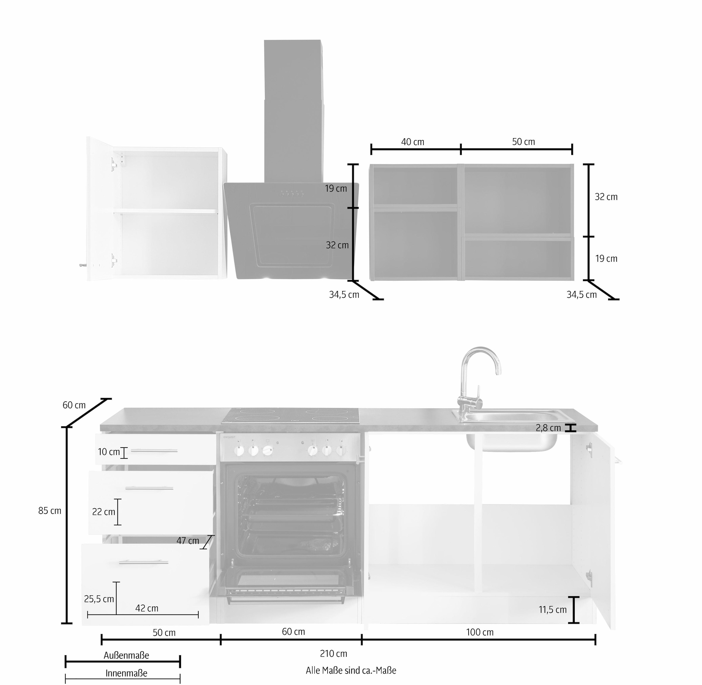❤ OPTIFIT Küchenzeile »Mini«, ohne E-Geräte, Breite 210 cm kaufen im  Jelmoli-Online Shop