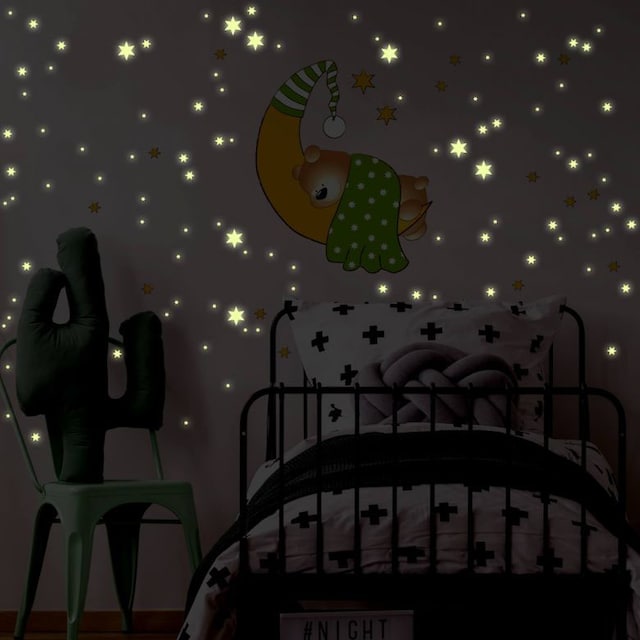 Mond »Bärchen Jelmoli-Versand Leuchtsterne«, | bestellen (1 St.) Wall-Art online Wandtattoo