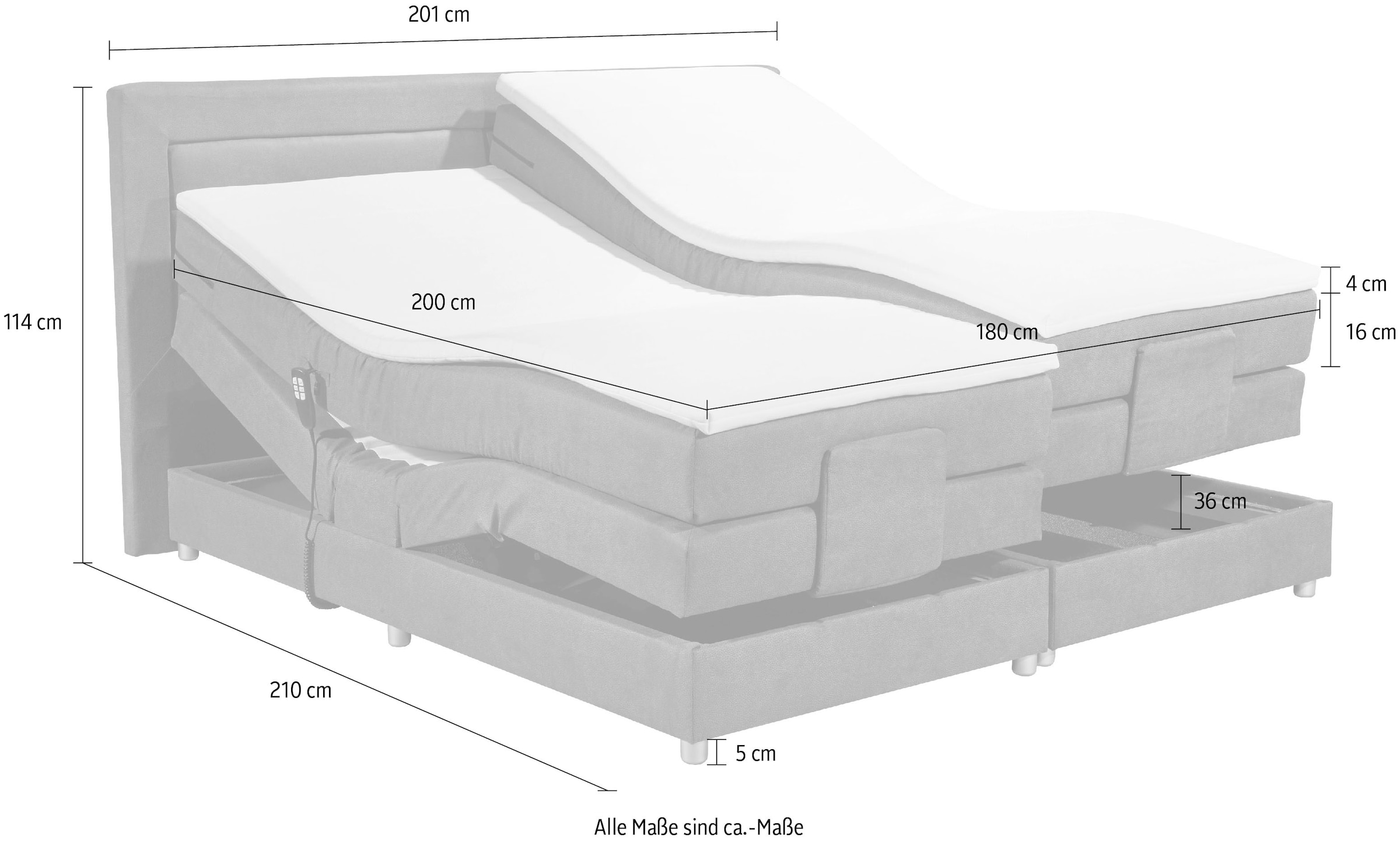 ED EXCITING DESIGN Boxspringbett »Saba 2«, inkl. Motor und Topper