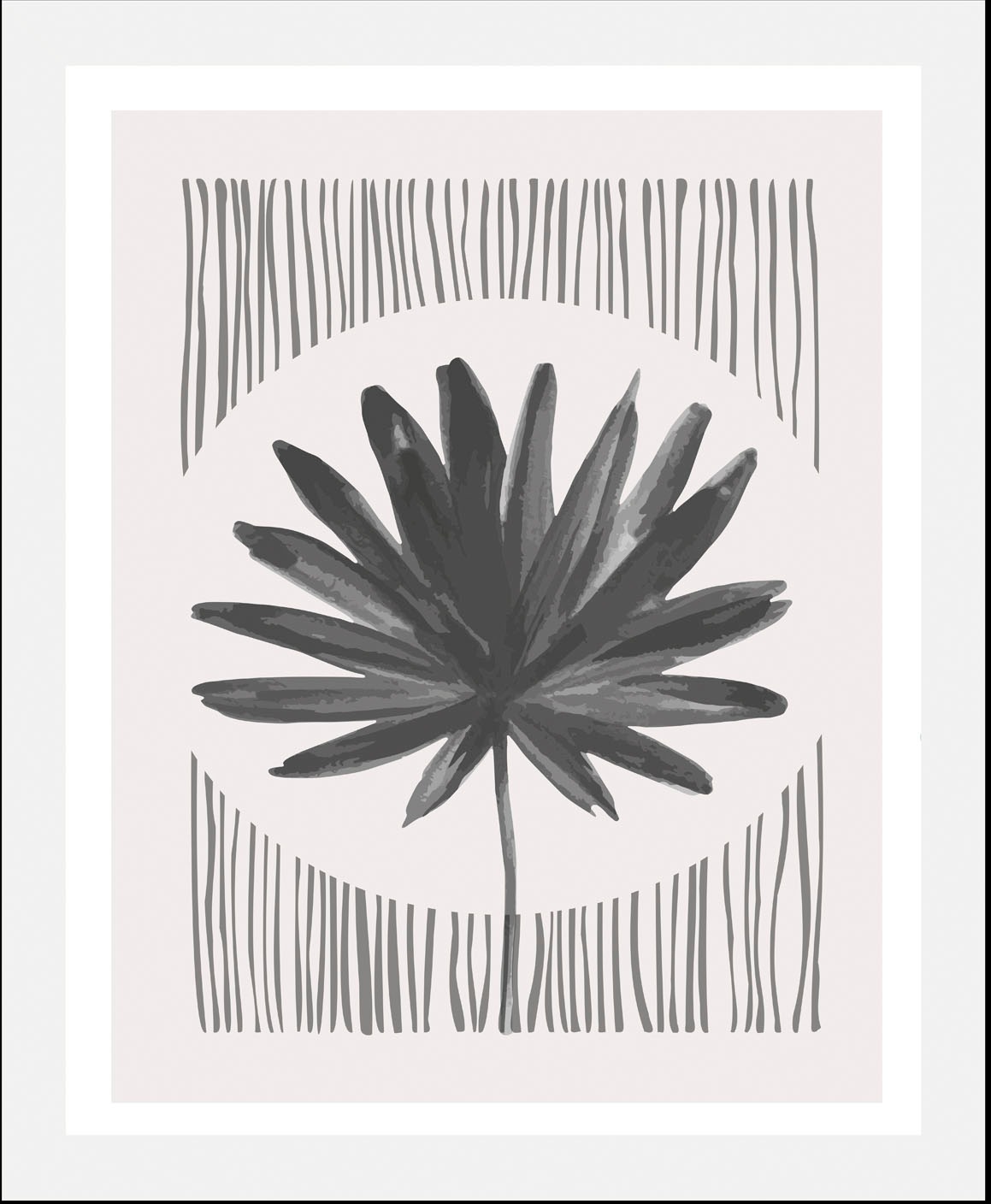 queence Bild »Flora«, Pflanzen-Pflanzenbilder-Blätter-Blätterbilder-Schwarz-Weiss-Figuren-Abstrakt, (1 St.), HD Premium Poster-Druck inkl. Holzrahmen