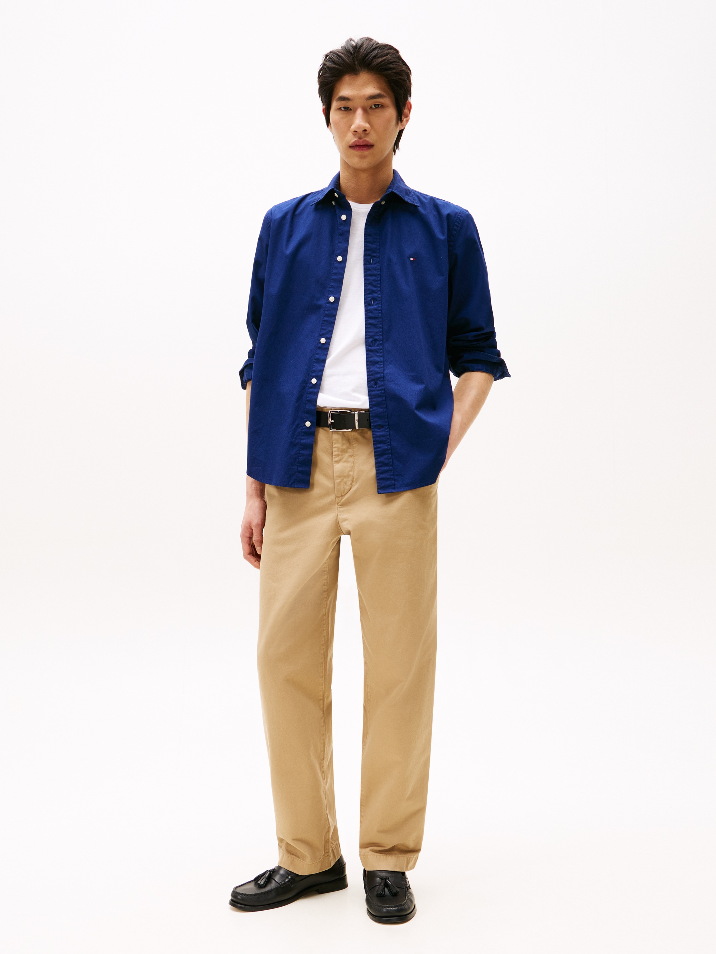 Tommy Hilfiger Businesshemd »FLEX POPLIN SOLID RF SHIRT 1«, mit Logostickerei
