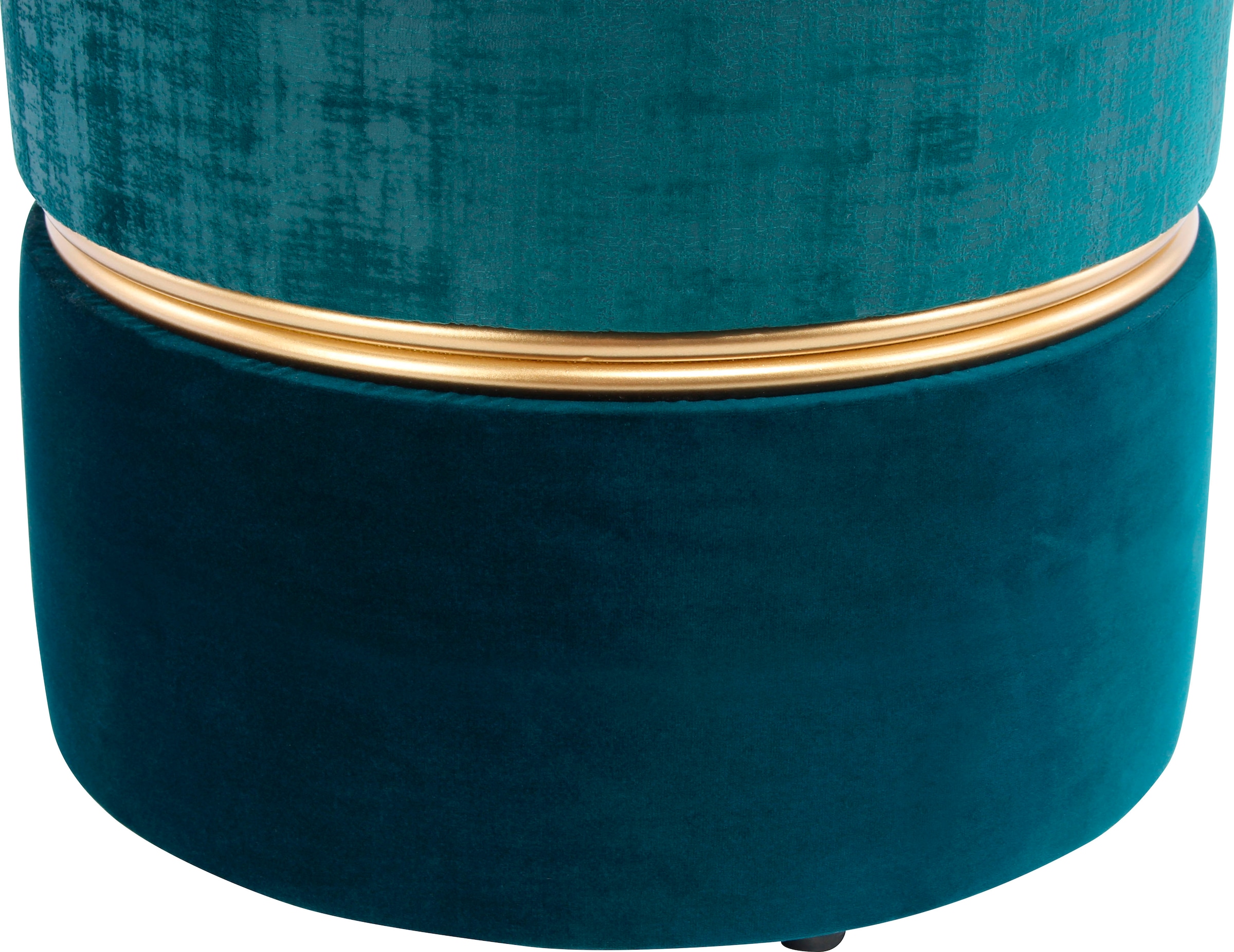 Kayoom Sitzhocker »Hocker Cleopatra 625, Sitzhocker in zweifarbigem Design«, (1 St.), zweifarbig, dekorativ, pflegeleicht, edler Akzent durch Metallring