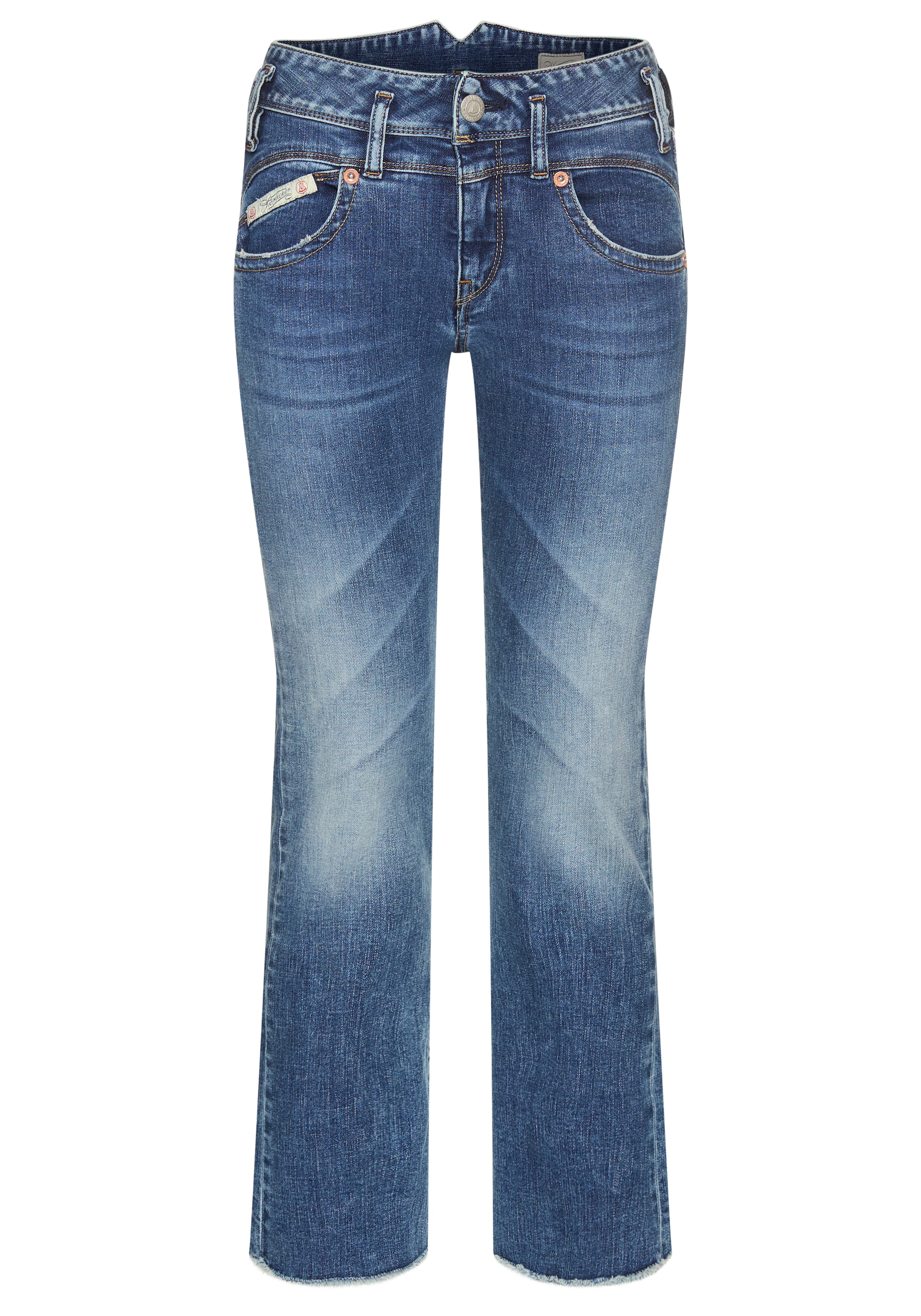 Herrlicher Bootcut-Jeans »Pearl Boot Cropped Organic Denim«, mit offenem Saum