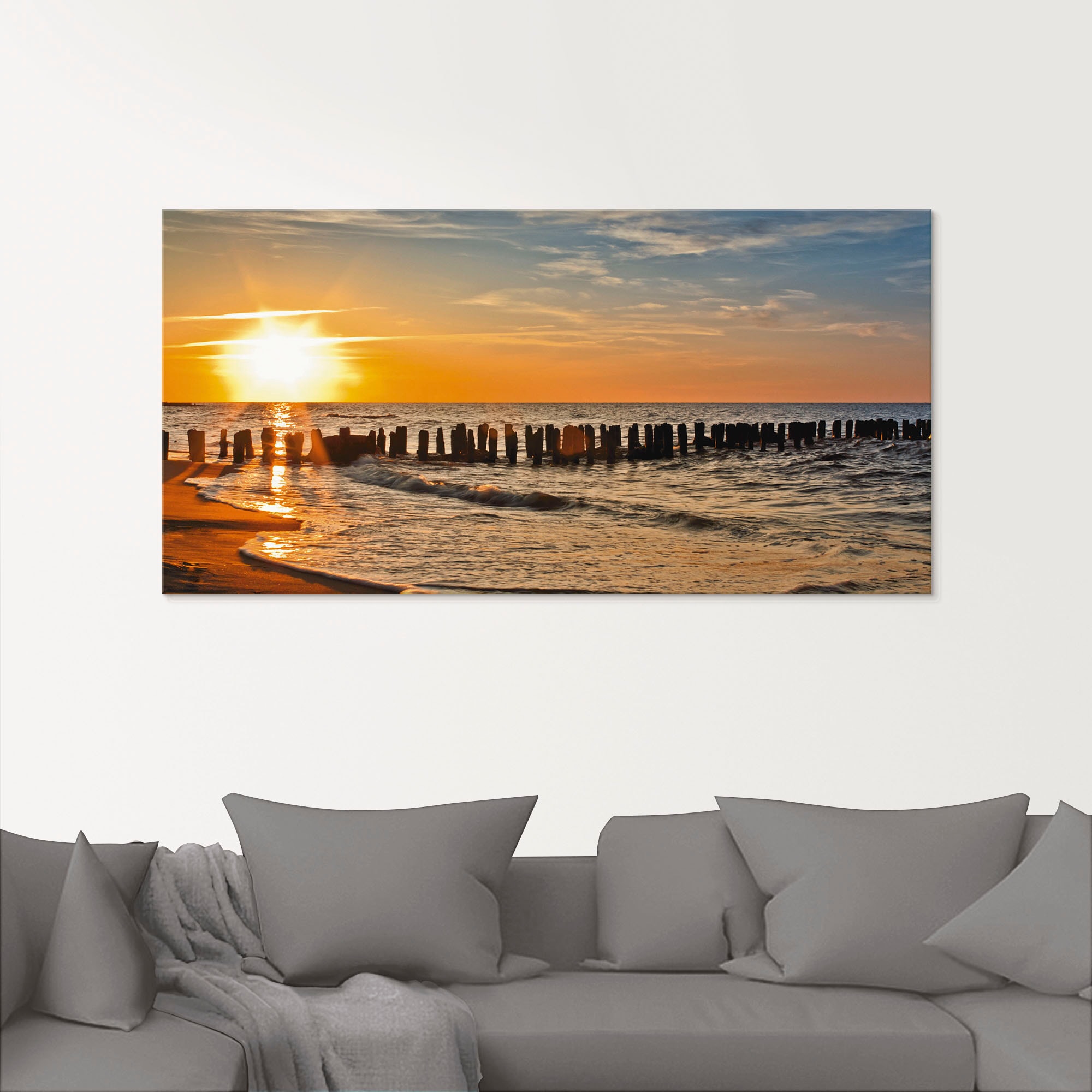 Artland Glasbild »Schöner Sonnenuntergang am Strand«, Strand, (1 St.), in verschiedenen Grössen