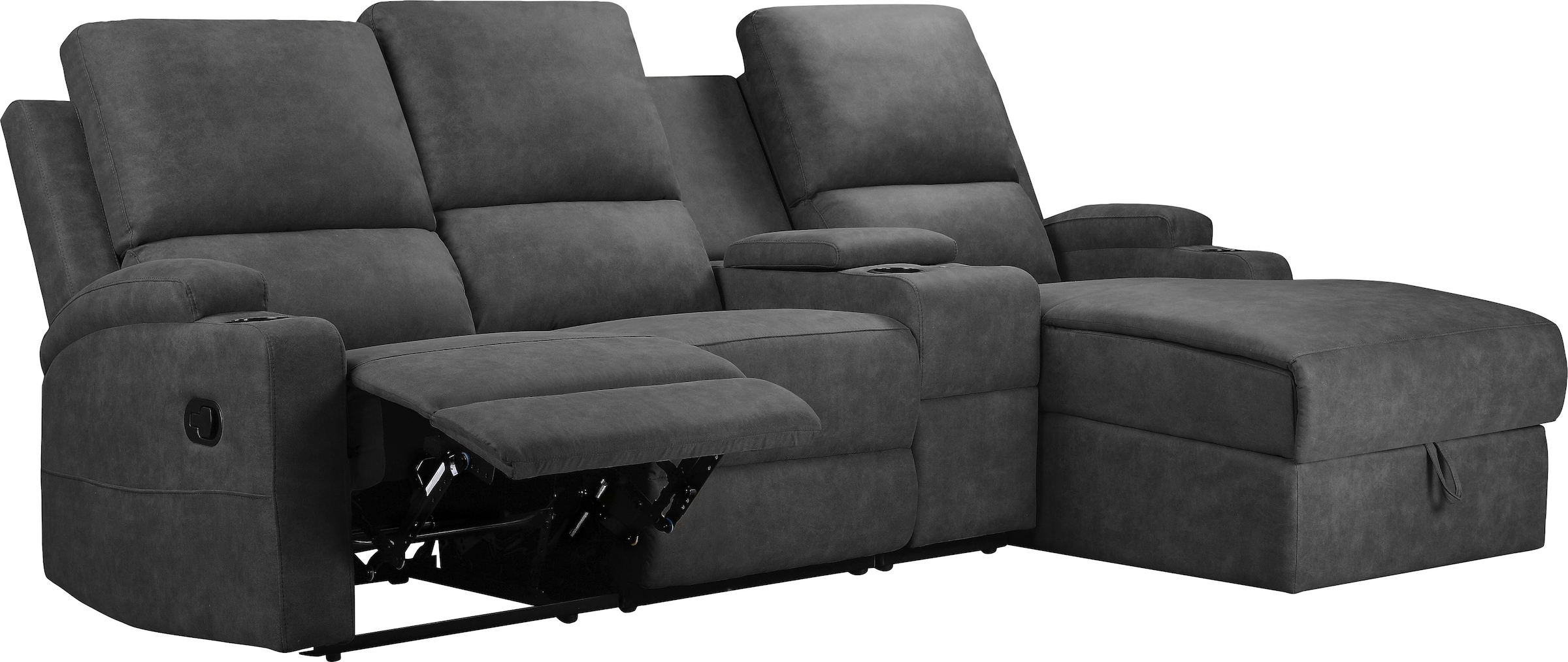 Home affaire Ecksofa »Napori Multimediasofa, 3er Kinosessel XXL, L-Form,«, Kinosofa mit Relaxfunktion, Getränkehalter, Staufach und Staukasten