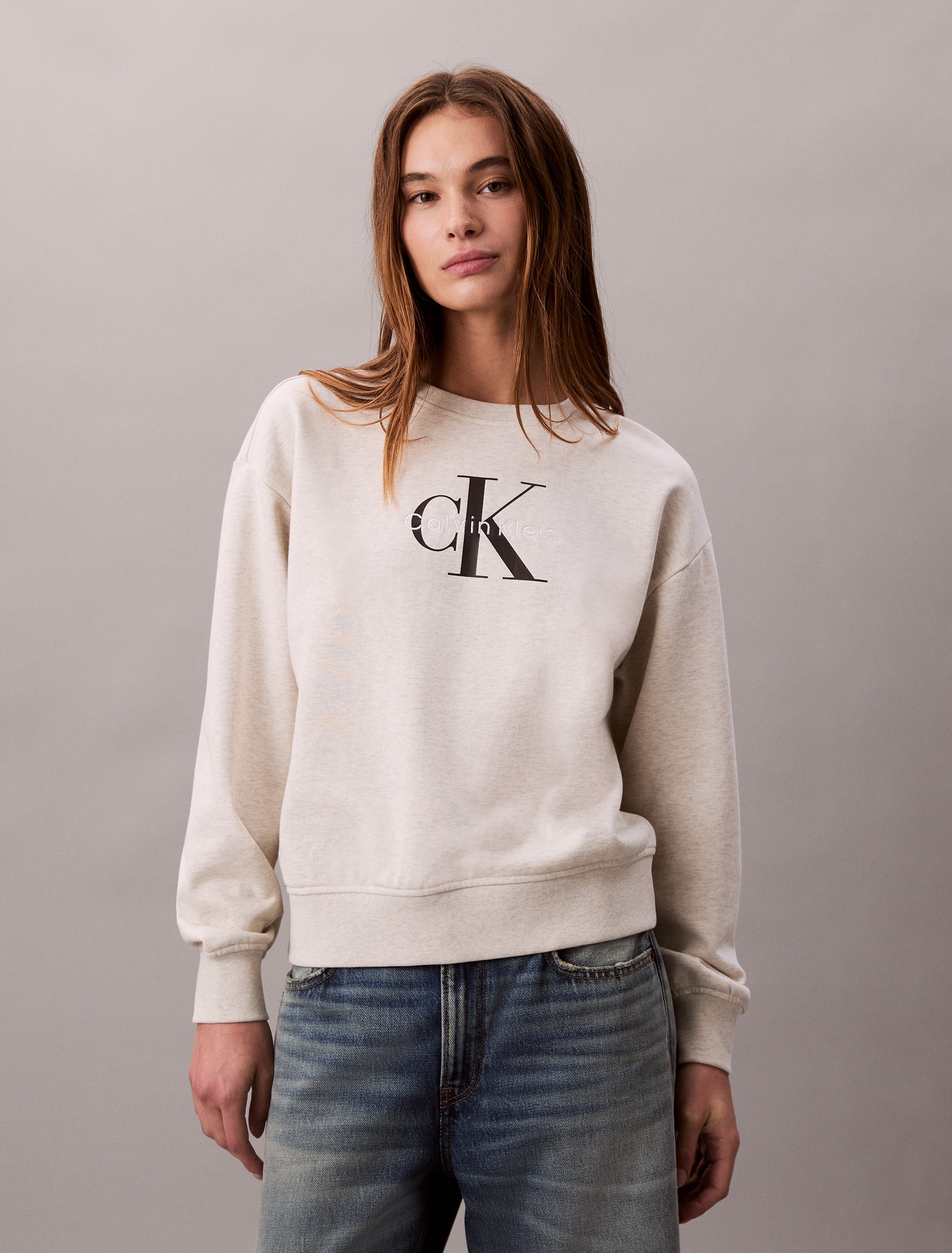 Calvin Klein Jeans Sweatshirt »LS MNLG FRNCH TRRY R«, Mit Rundhalsausschnitt