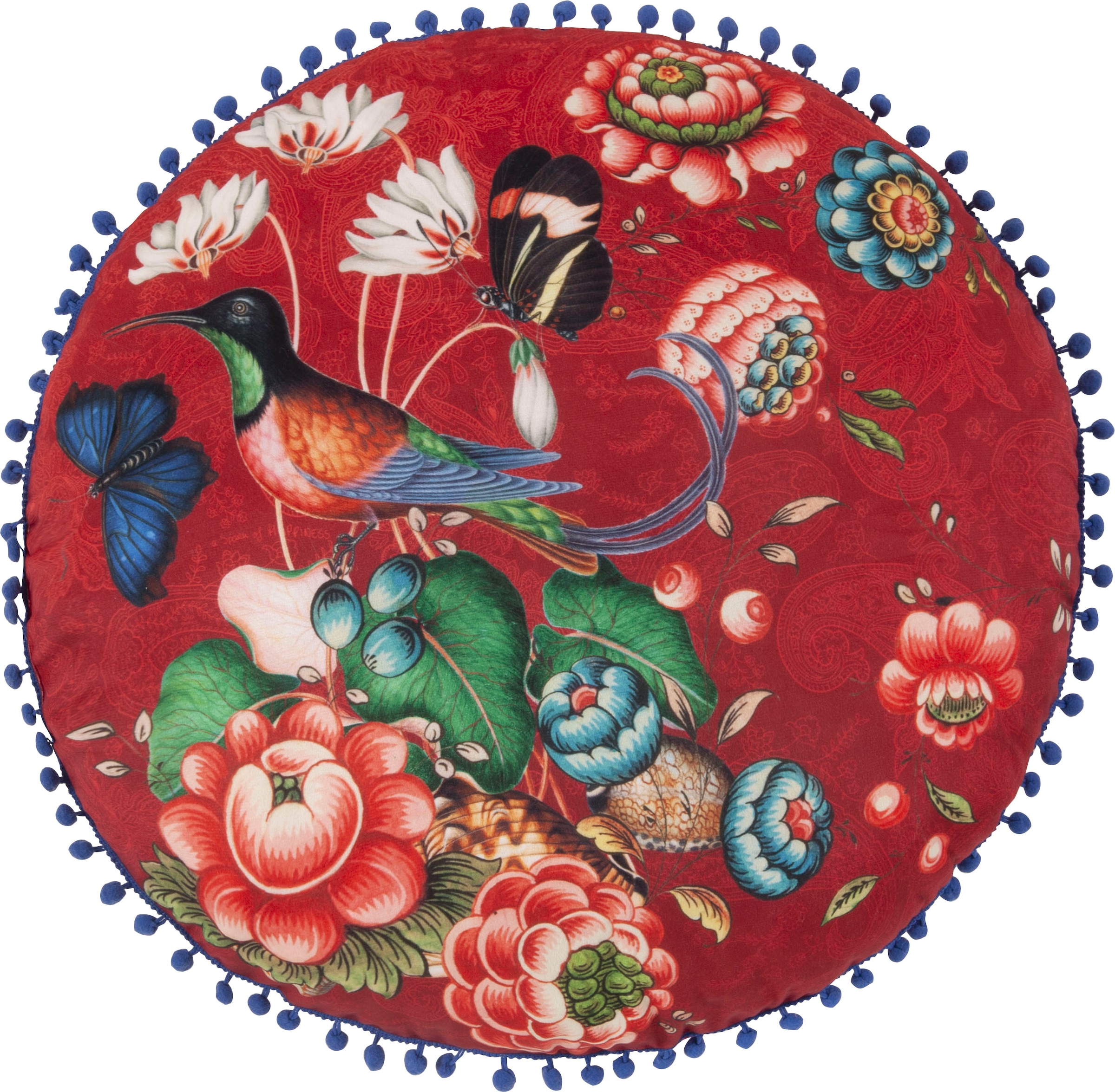 Happiness Dekokissen »Cooper«, Mit Füllung, 1 Stück, Mit Pompoms, Wendeoptik, Sehr Weich, Blumen