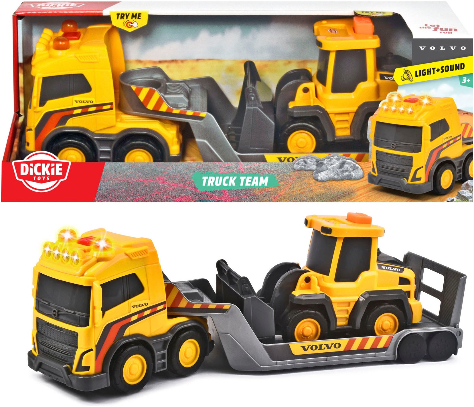 Dickie Toys Spielzeug-Baumaschine "Volvo Truck Team" mit Licht und Sound