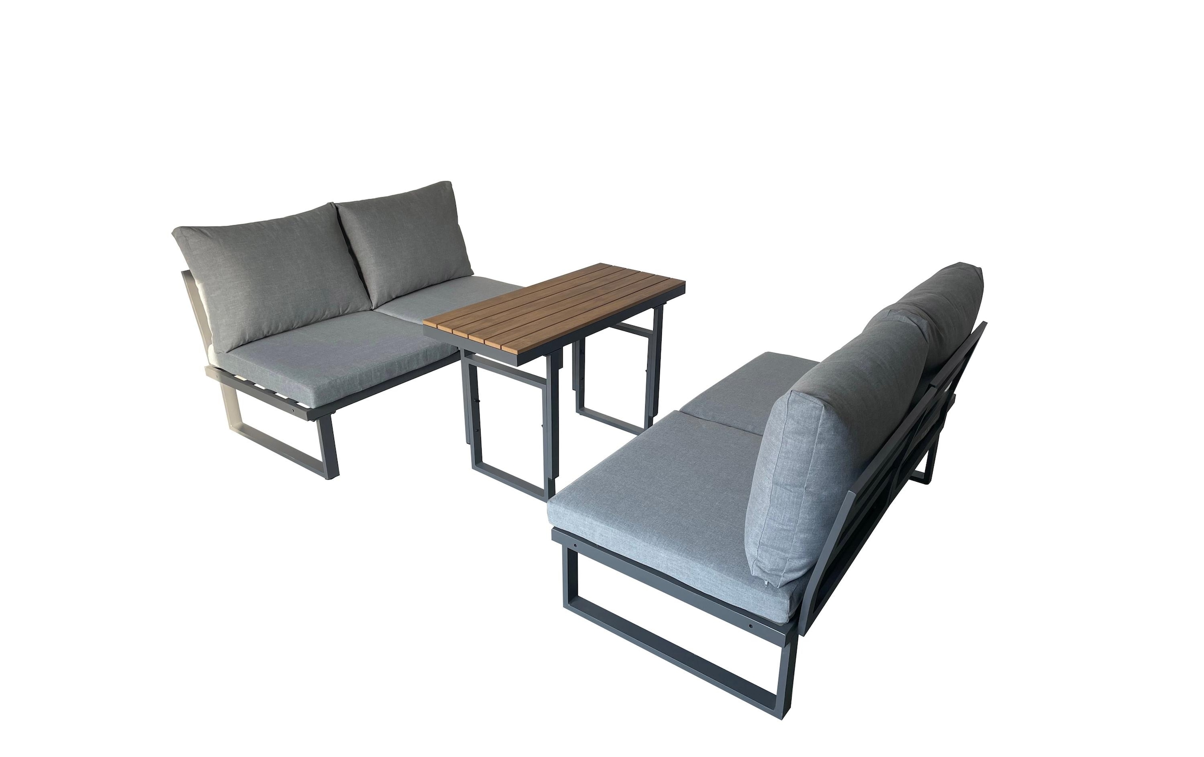 Cocon Gartenlounge-Set »Montreux, Anthrazit/Grau, 4 Sitzplätze«, Tisch höhenverstellbar