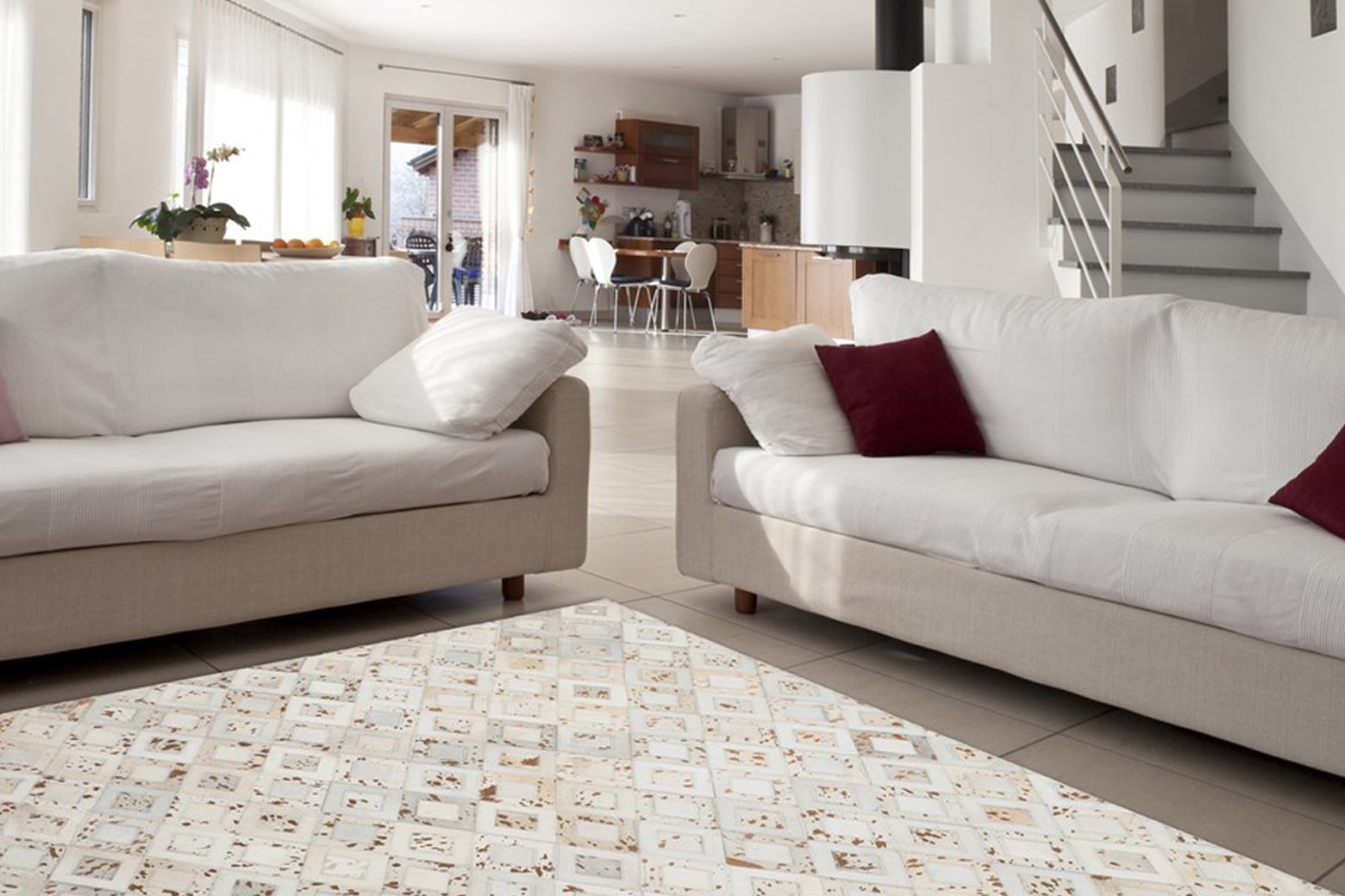 my home Lederteppich »Arno«, rechteckig, 8 mm Höhe, jeder Teppich-ein Unikat, Wohnzimmer