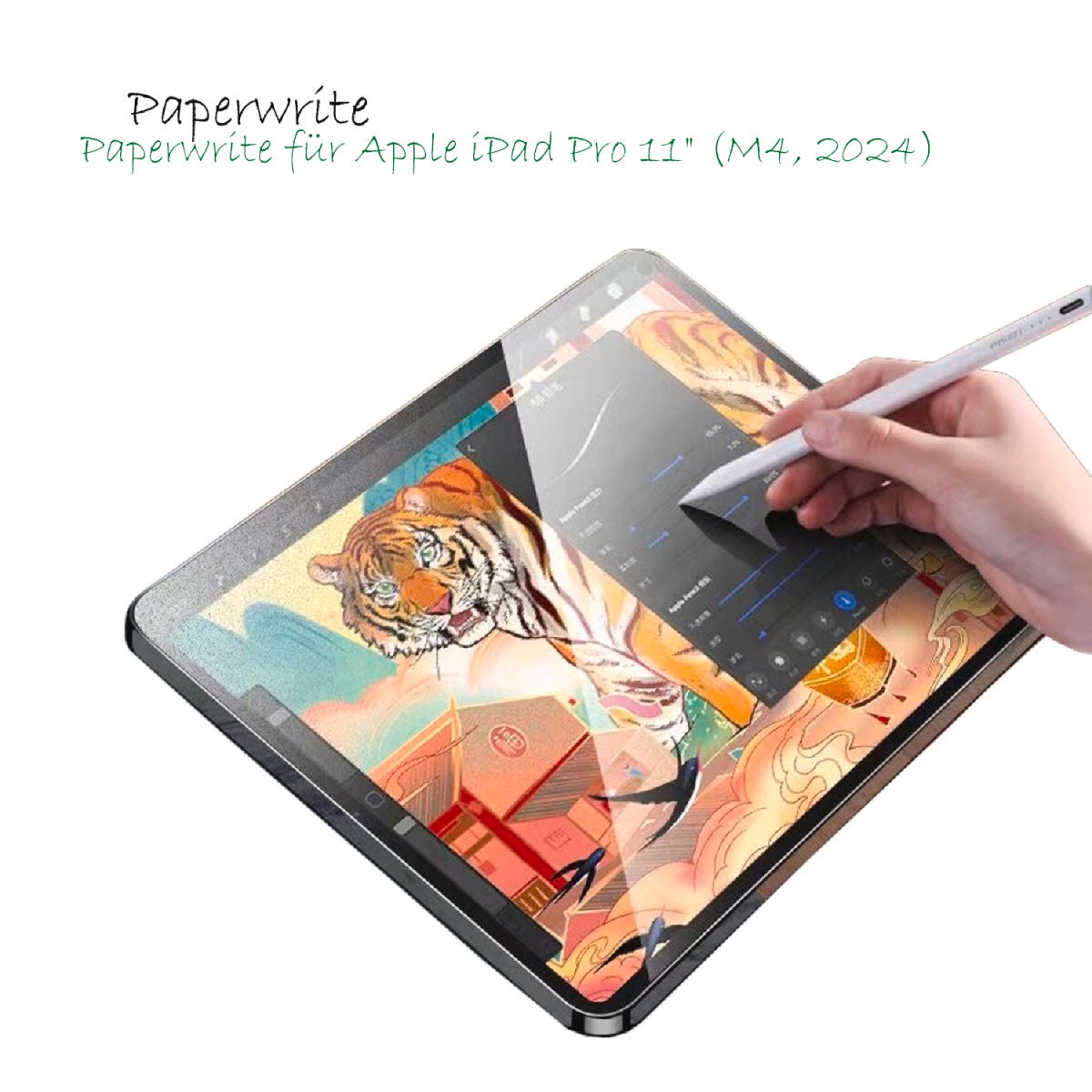 4smarts Displayschutzfolie »Paperwrite Screen Protector«, für Apple iPad Pro 11 (M4, 2024), Papierhaptik, Schutzfolie, Bildschirmschutz, kratz- & stossfest