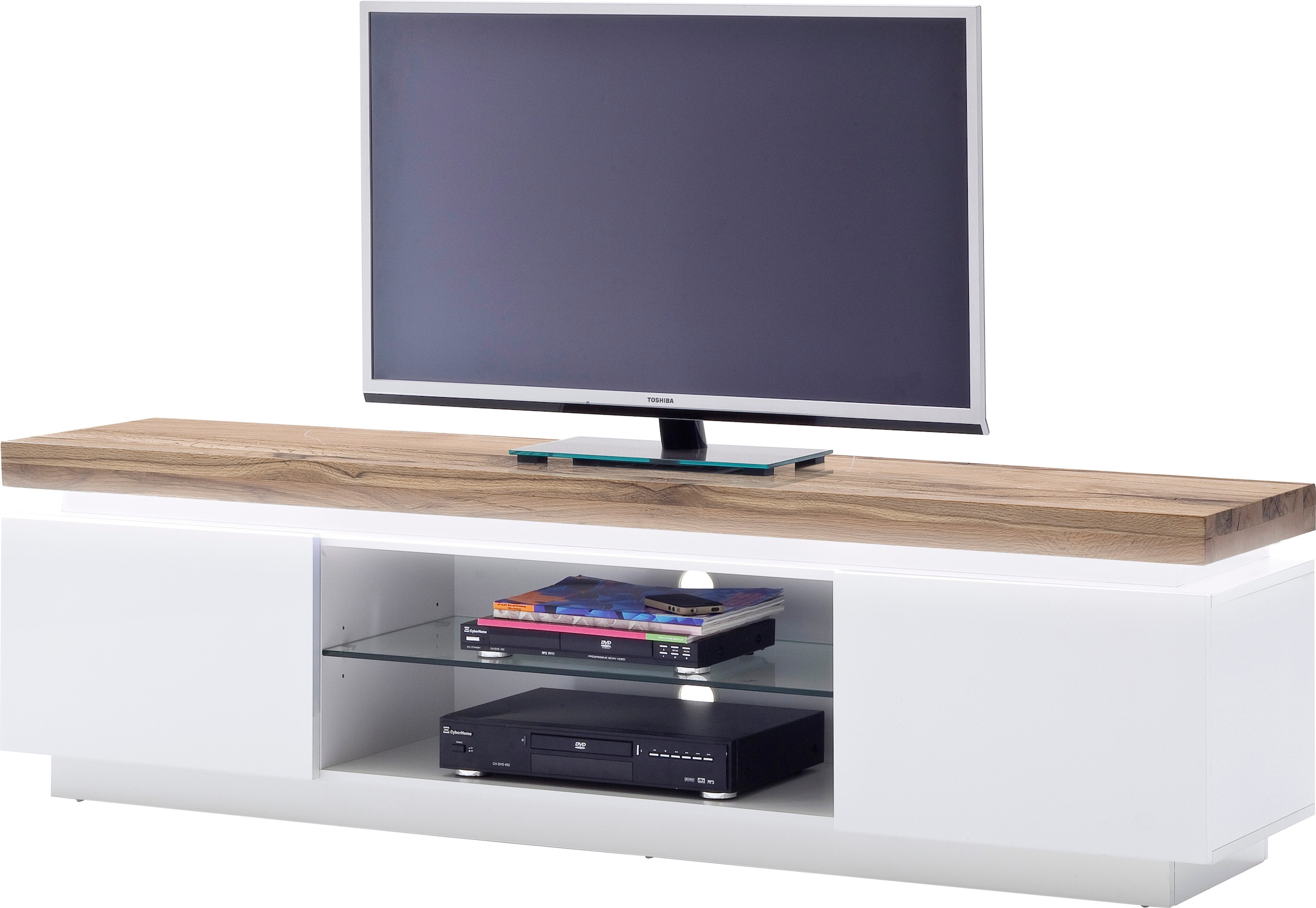 MCA furniture Lowboard »Romina«, mit LED Beleuchtung weiss dimmbar, inkl. Fernbedienung