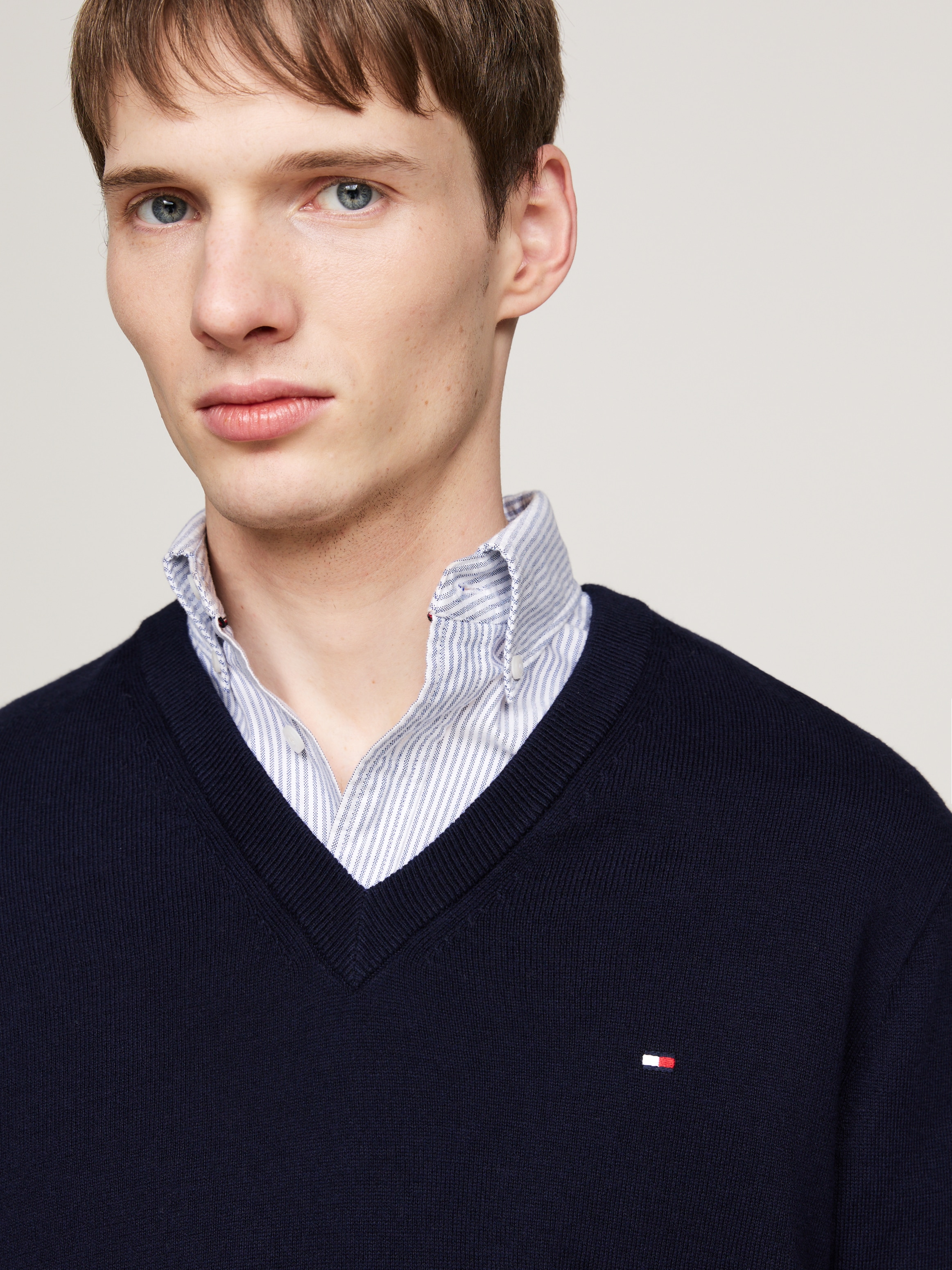 Tommy Hilfiger V-Ausschnitt-Pullover »PIMA ORG CTN CASHMERE V NECK«