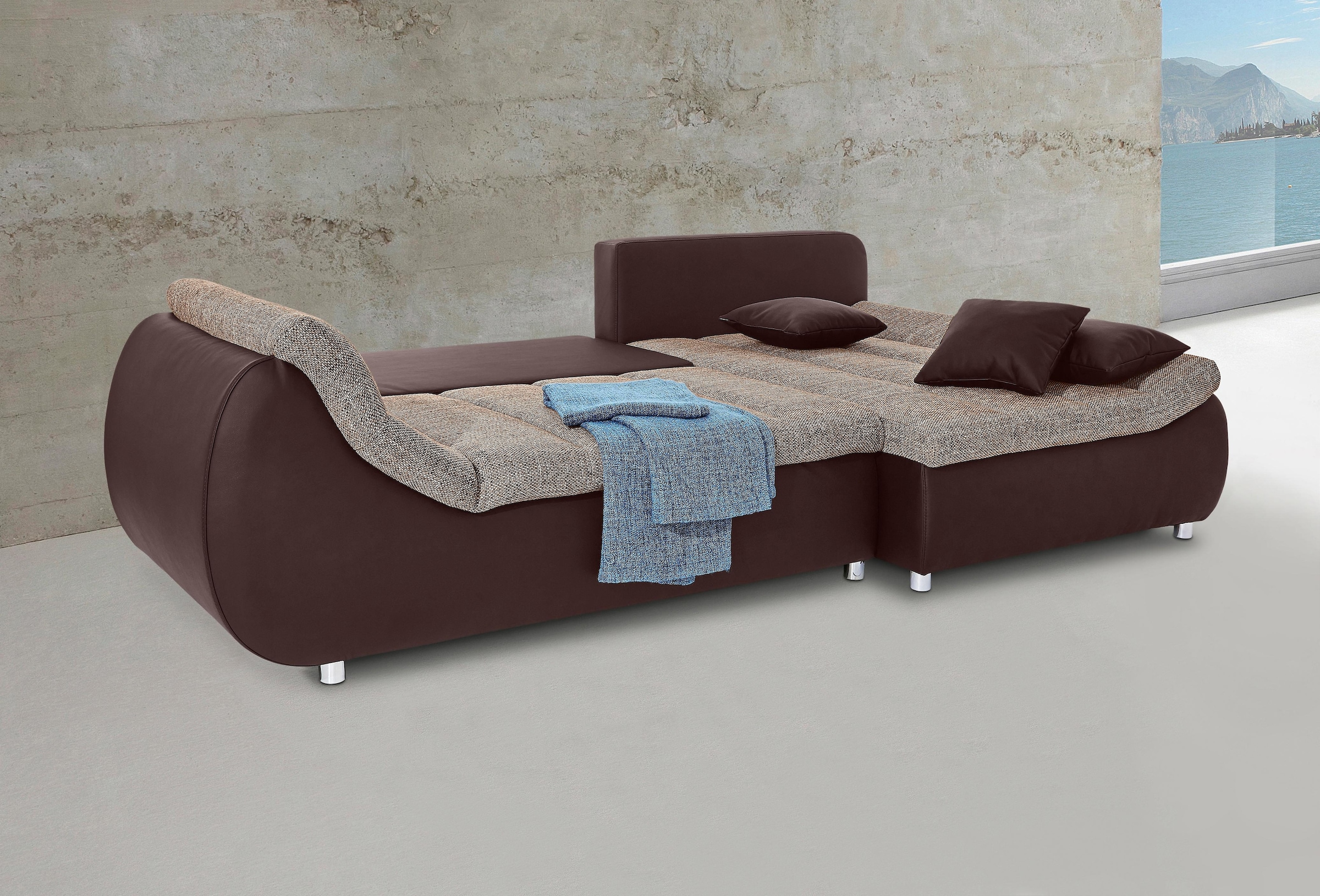 INOSIGN Ecksofa »Imola L-Form«, wahlweise mit Bettfunktion