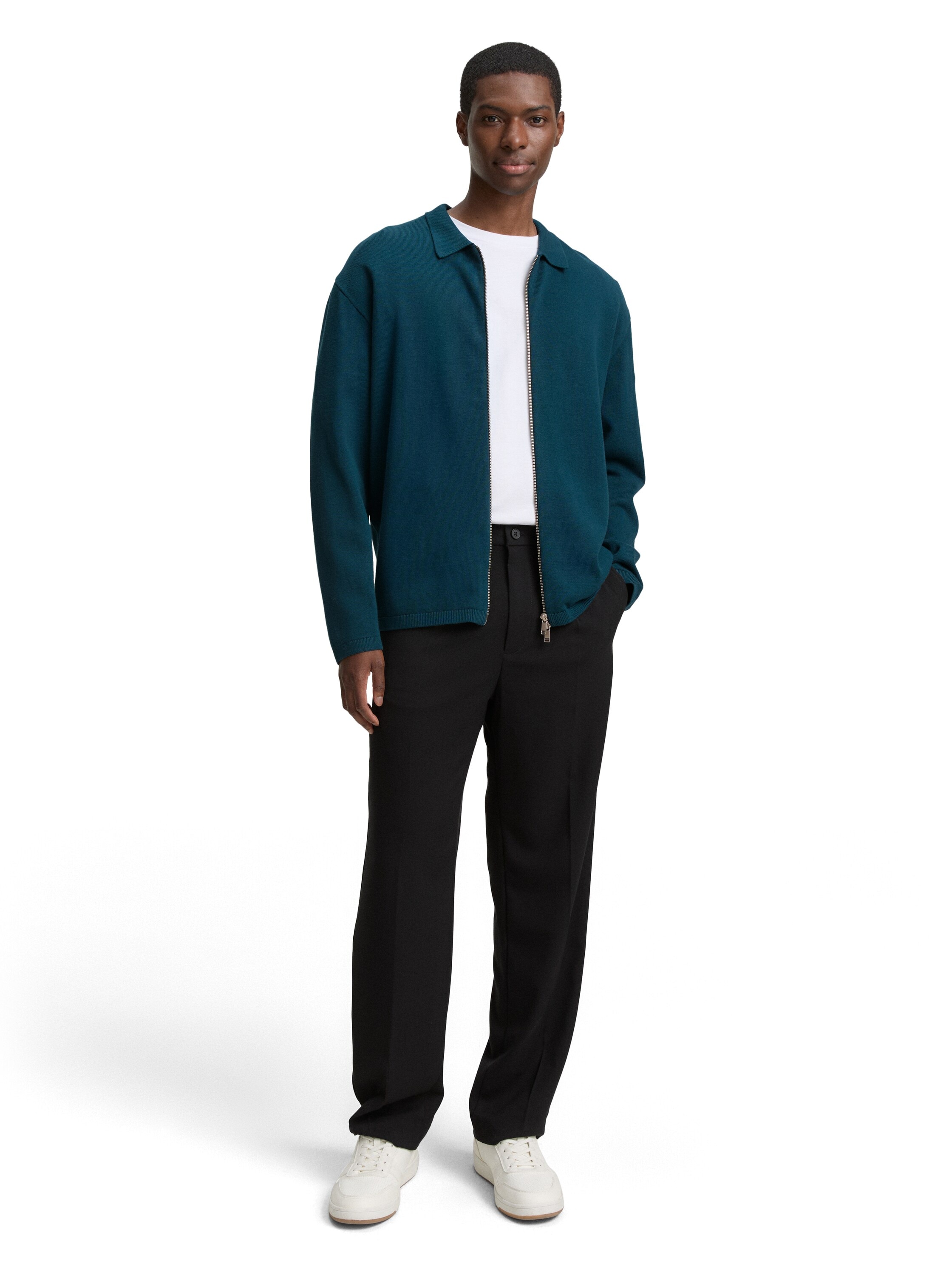 TOM TAILOR Denim Strickpullover, mit Reissverschluss