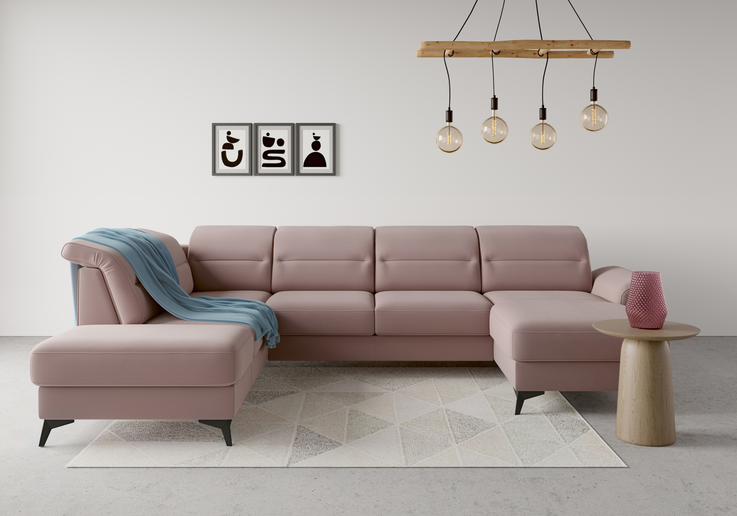 sit&more Wohnlandschaft "Sinatra U-Form" optional mit Kopfteilverstellung und Armteilfunktion, Metallfüsse