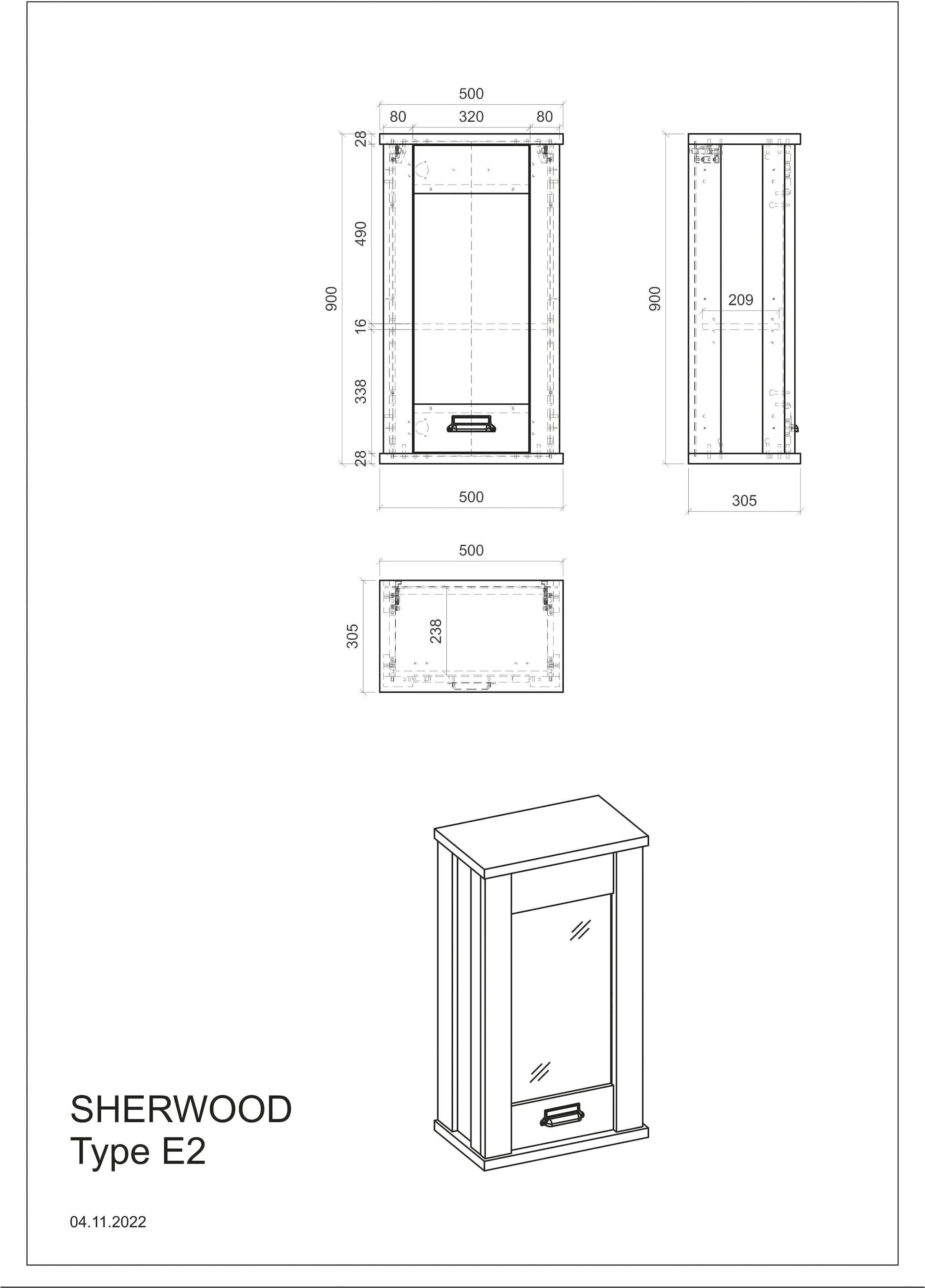 Home affaire Hängeschrank »Sherwood«, mit Apothekergriff aus Metall, Höhe  90 cm online | Hängeschränke