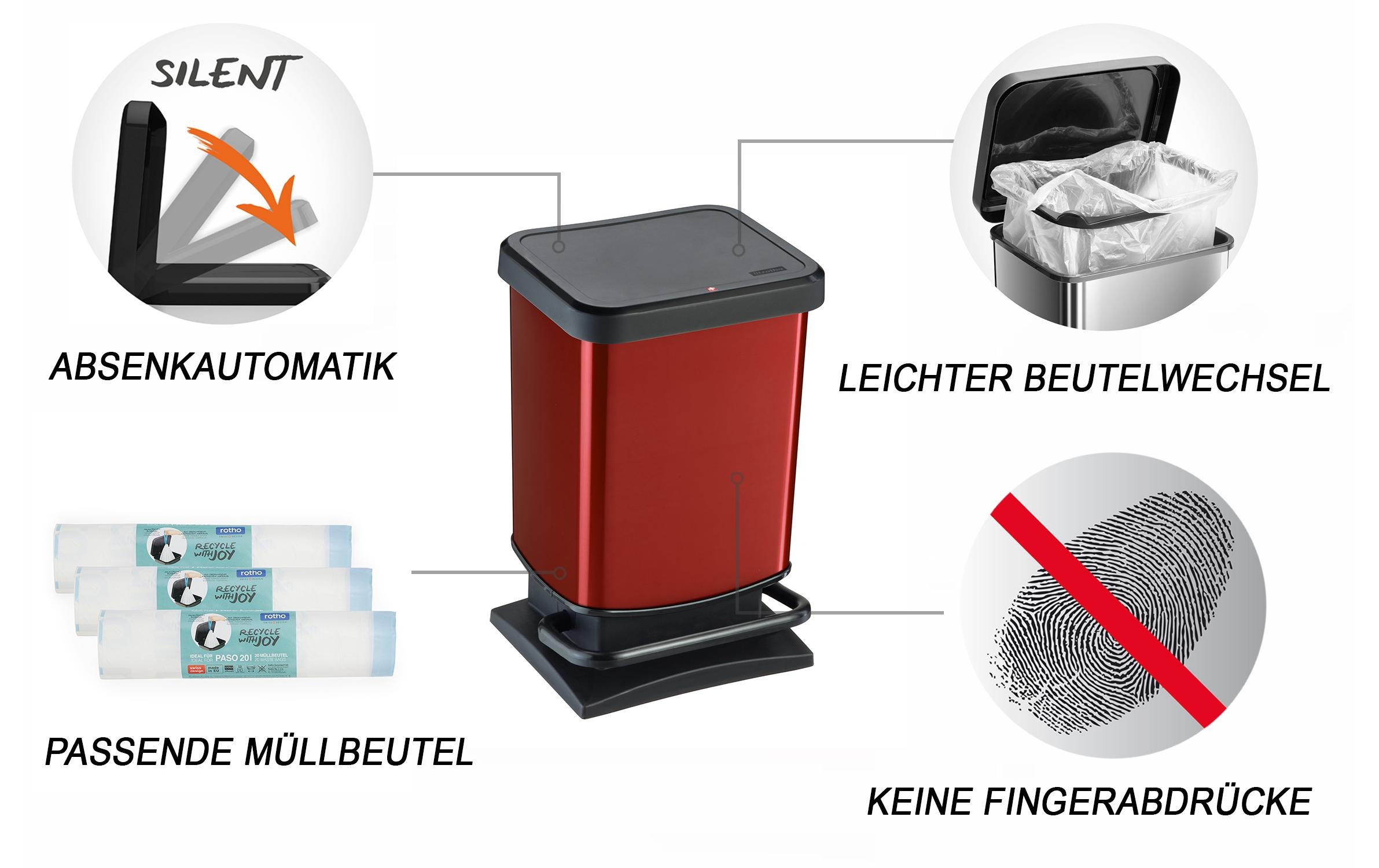 ROTHO Mülleimer »Paso rot metallic«, 1 Behälter online kaufen