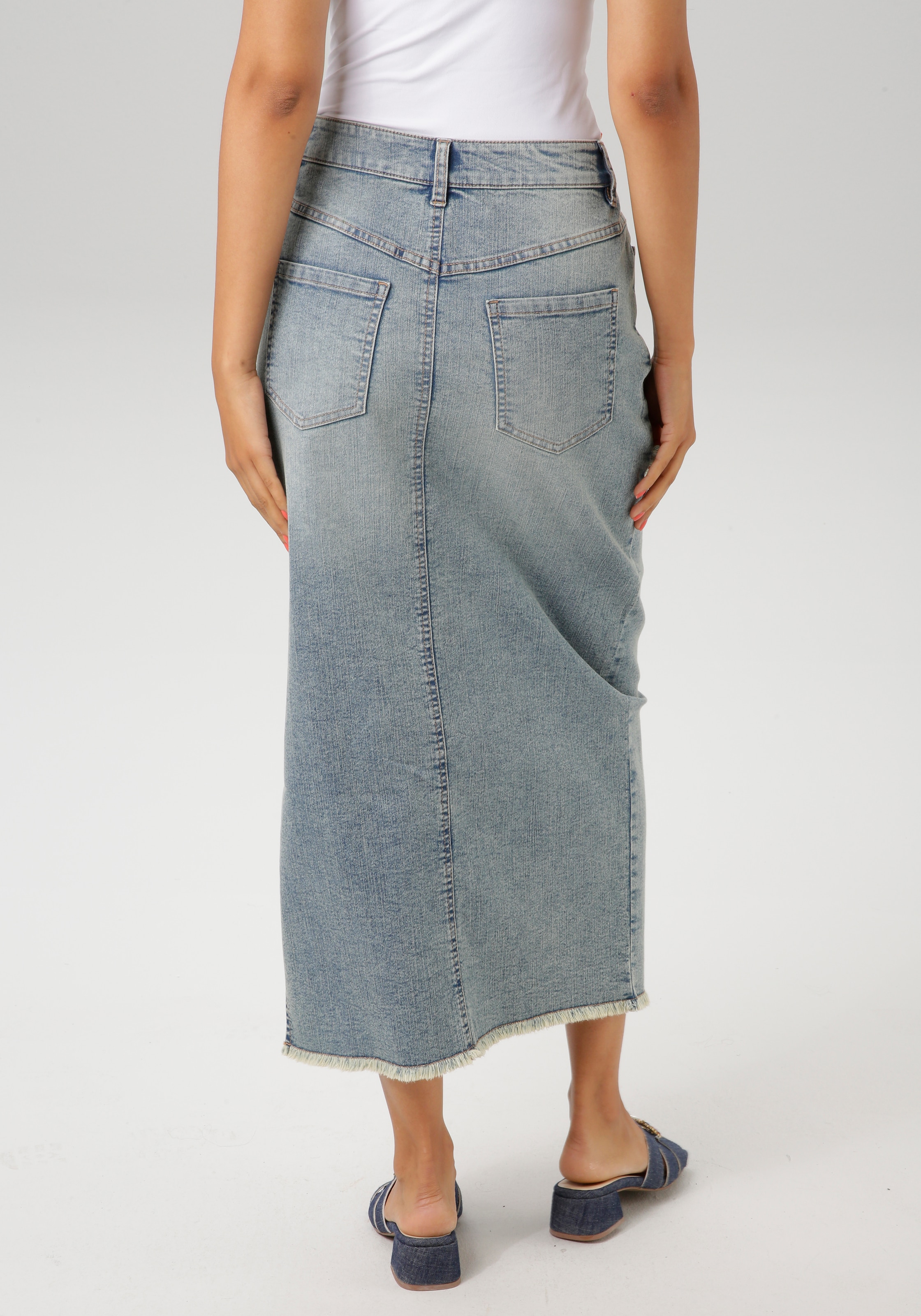 Aniston CASUAL Jeansrock, mit raffiniertem Seitenschlitz