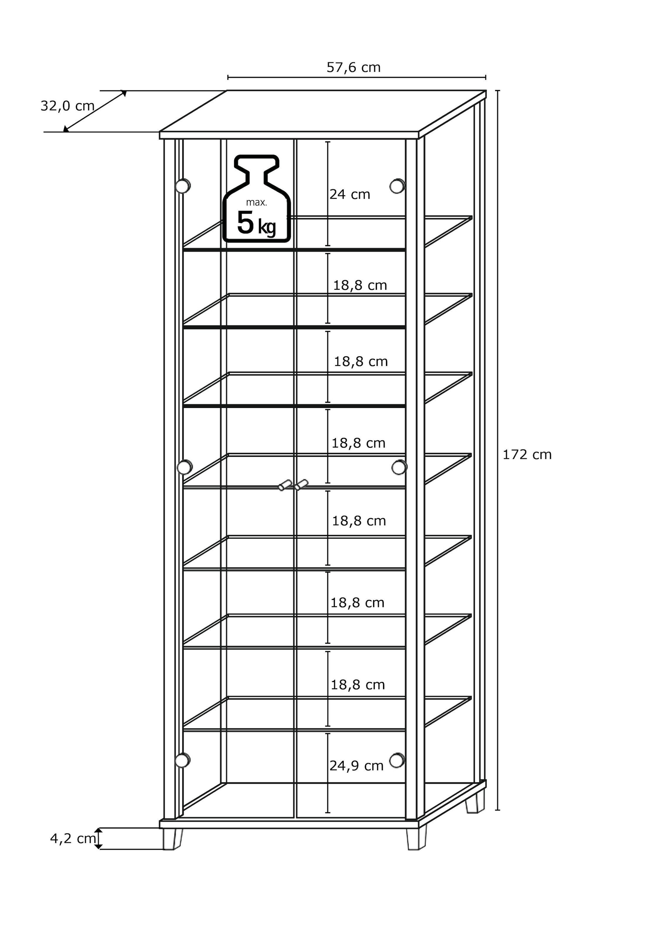 fif möbel Vitrine »OPTIMA«, Standvitrine/Glasvitrine 2x Glastür,perfekt für Sammler,Sammlervitrine