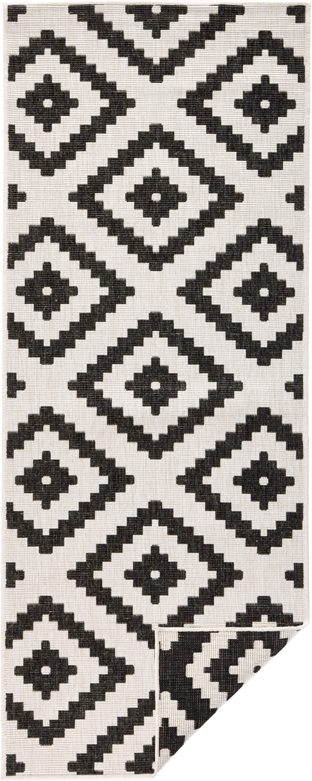 NORTHRUGS Teppich »Malta Wendeteppich«, rechteckig, 5 mm Höhe, In-& Outdoor, Wetterfest, Balkon, Terrasse, Raute, Läufer, Wohnzimmer