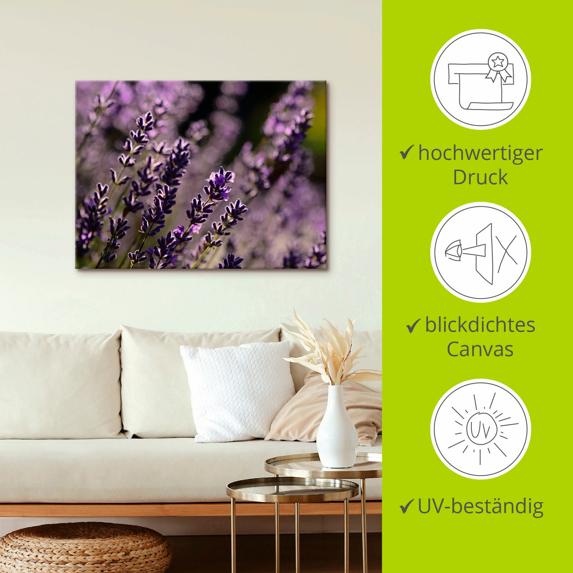 Artland Wandbild »Lavendel«, Blumen, (1 St.), als Leinwandbild in verschied. Grössen