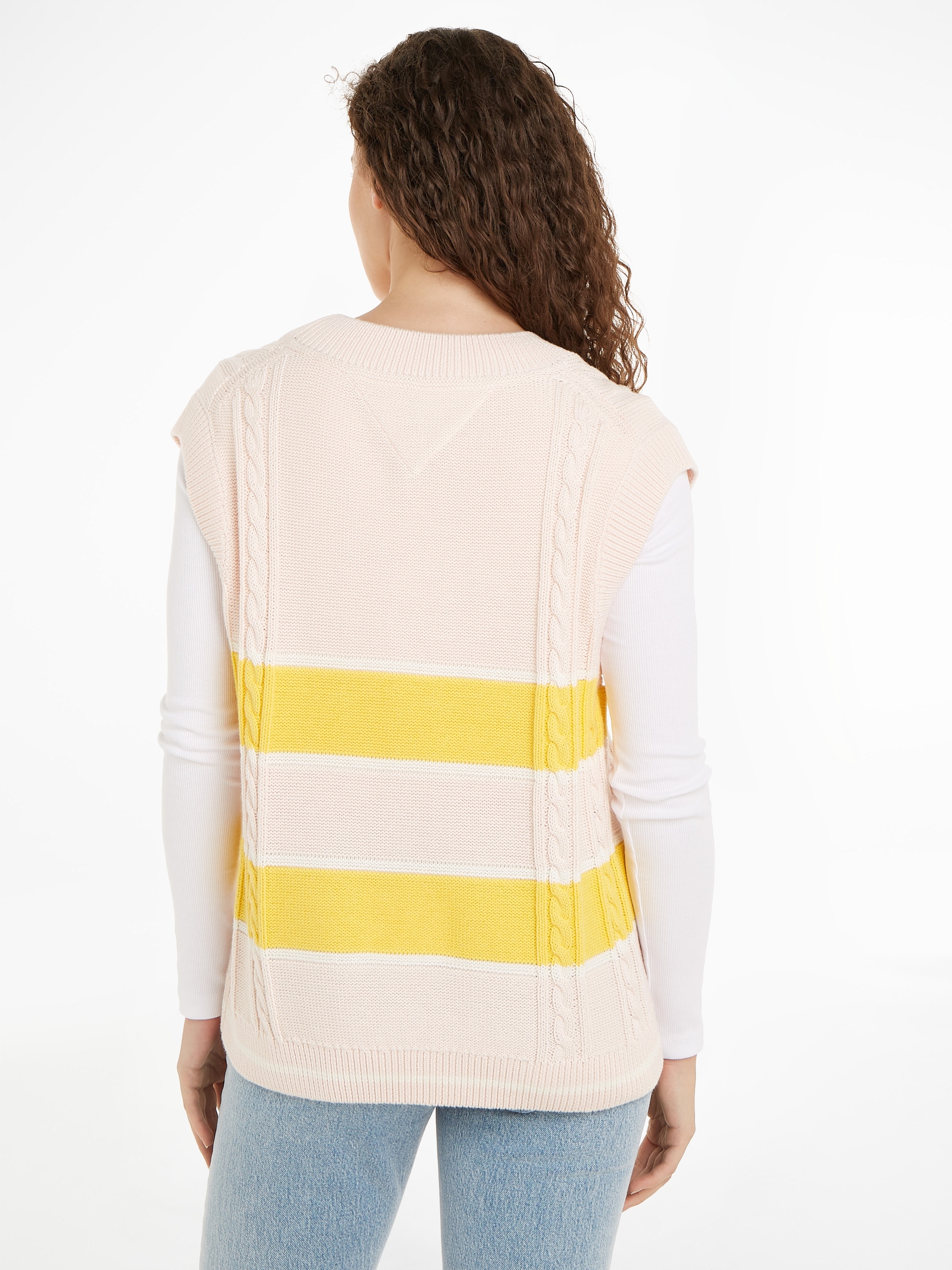 Tommy Jeans Strickpullover »TJW STRIPE V-NECK VEST«, mit Tommy Jeans Logostickerei