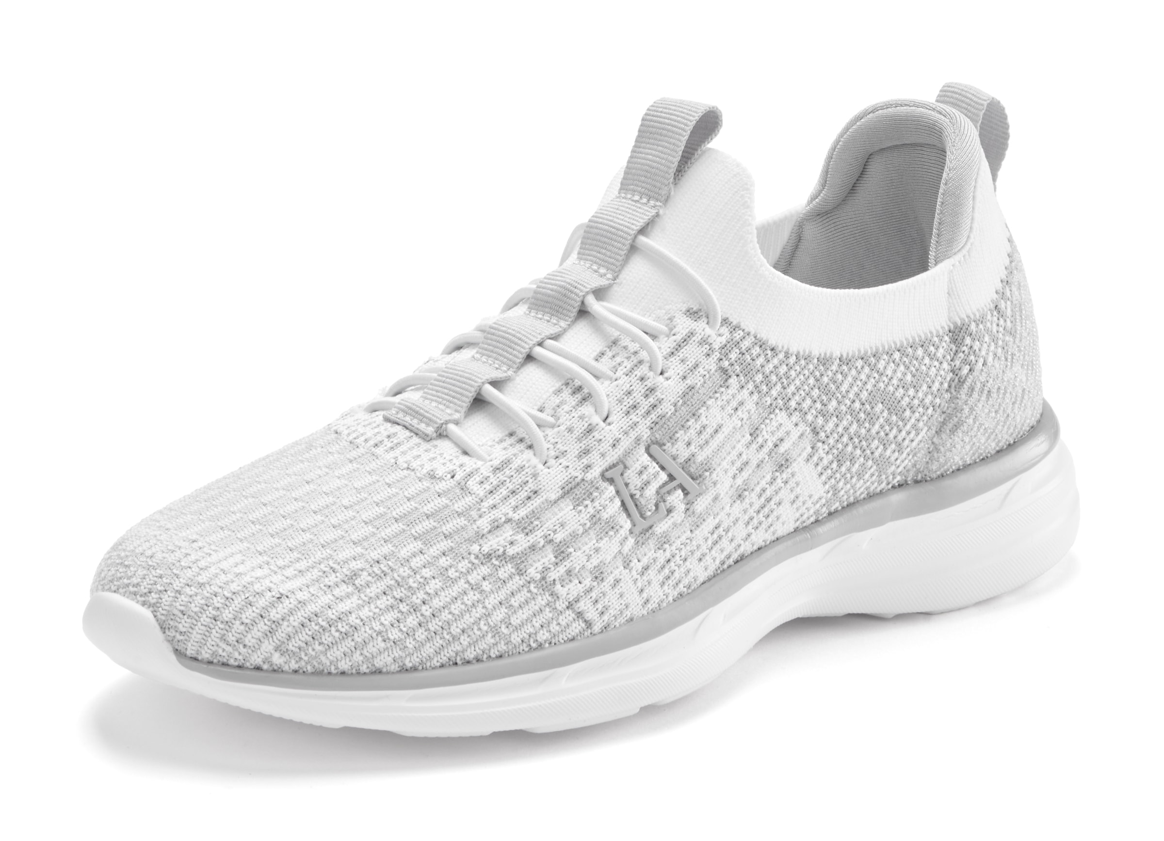 LASCANA Sneaker »Slipper, Halbschuh,«, bequem zum Reinschlüpfen mit elastischen Schnürbändern Unisex VEGAN