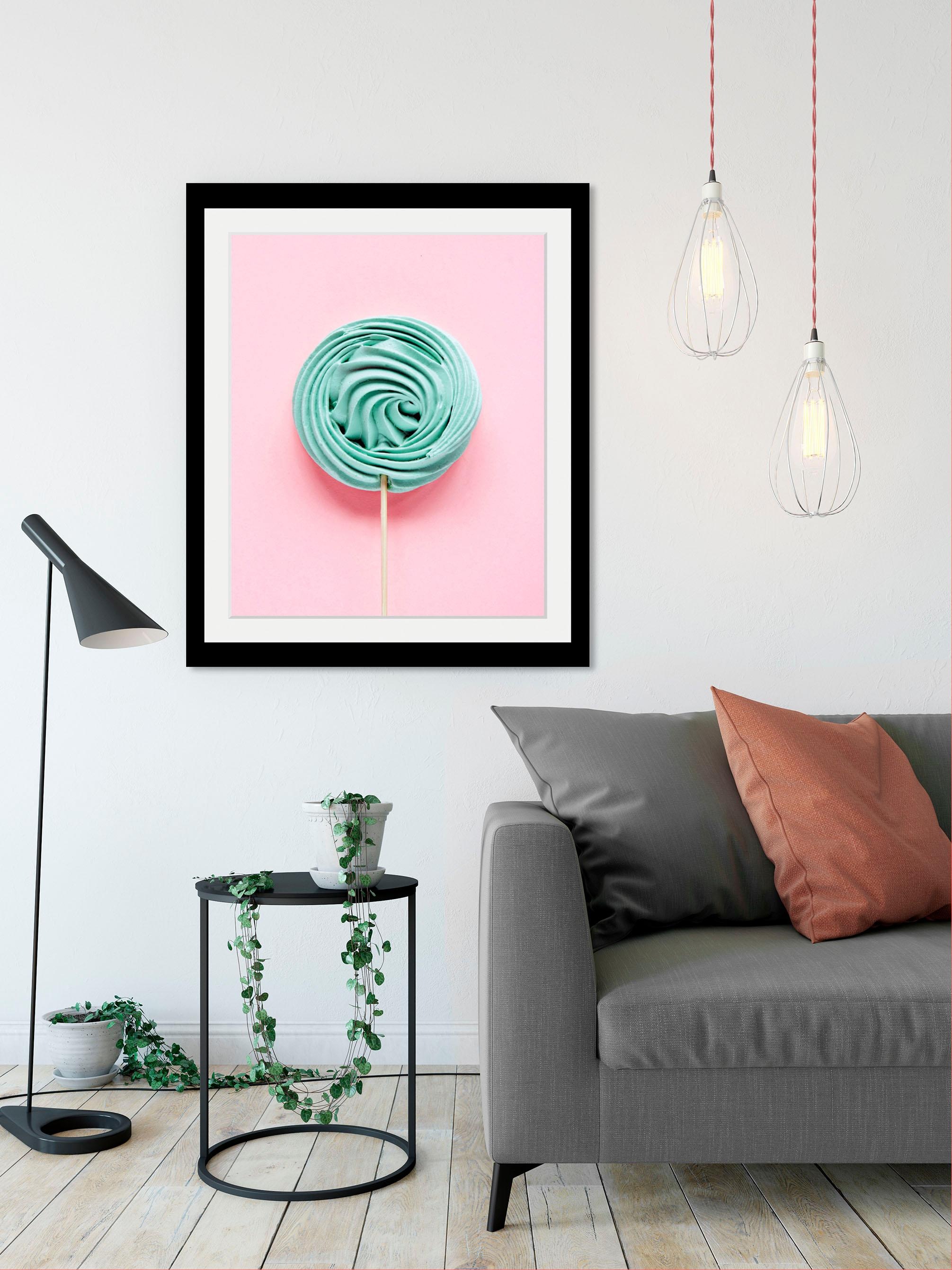 queence Bild "Lolli" Lebensmittel  Süßigkeiten  Süßspeisen HD Premium Poster-Druck inkl. Holzrahmen