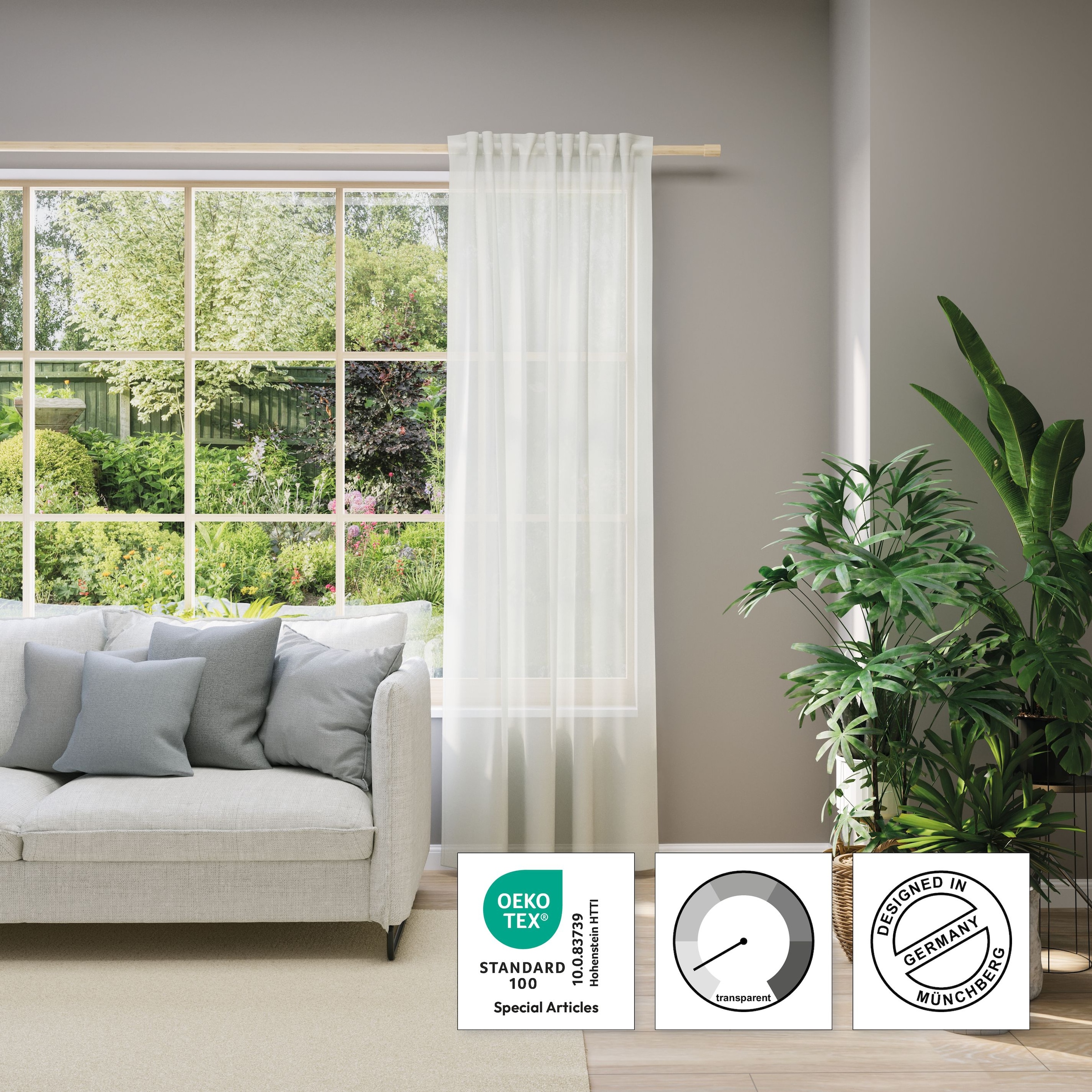 Neutex for you! Vorhang nach Mass »EVA«, (1 St.), Uni-Voile mit elegantem Glanz