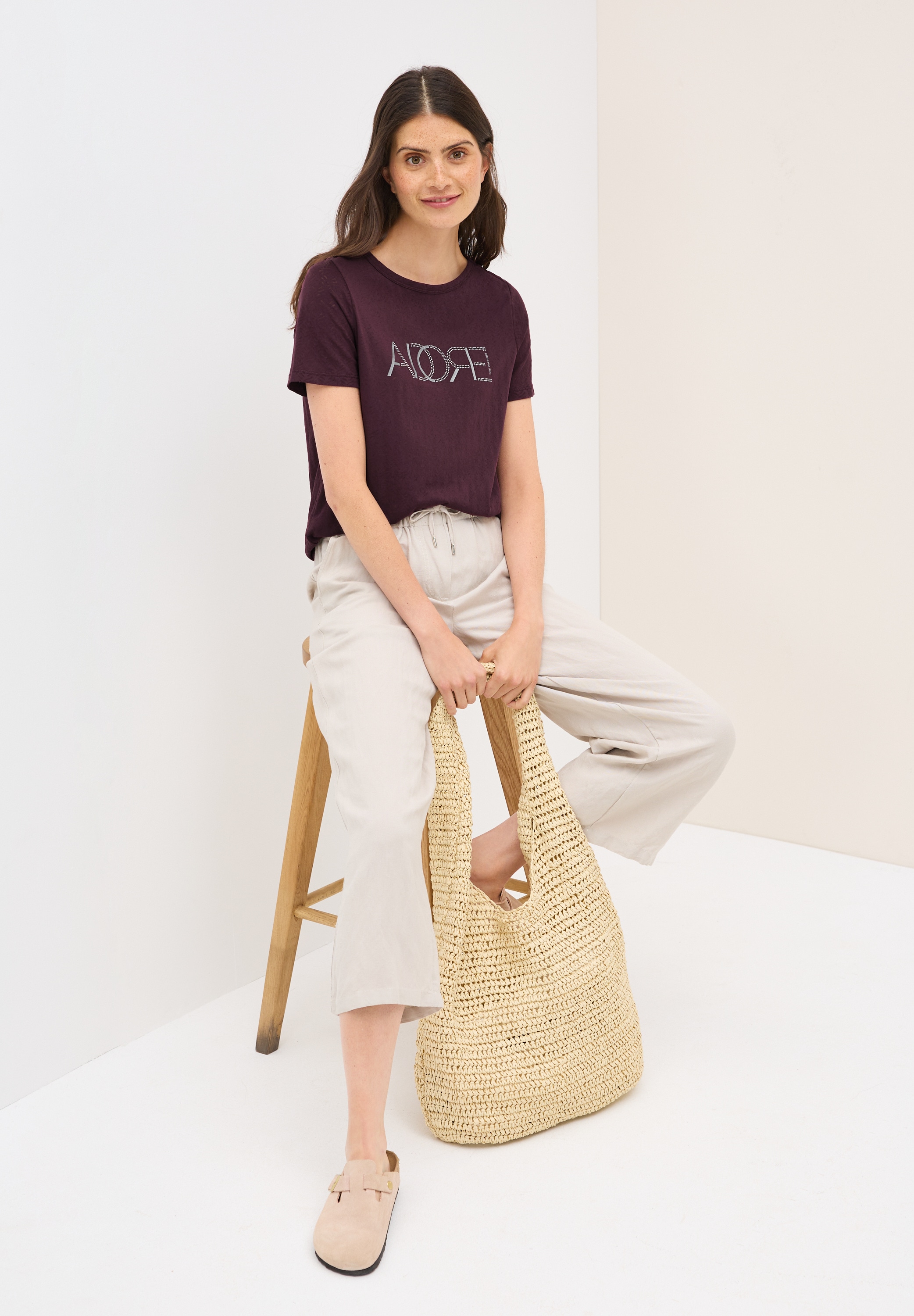Cecil T-Shirt, in Ausbrenner-Optik mit Wording