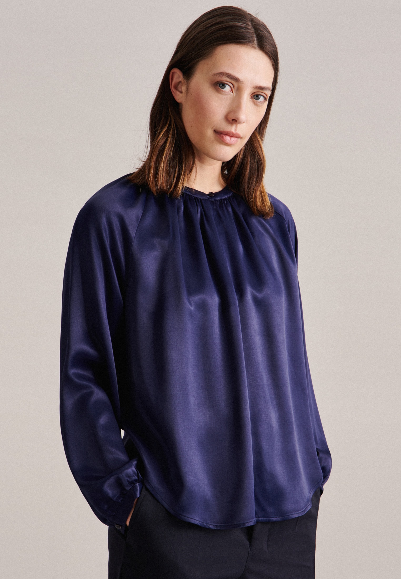 seidensticker Shirtbluse »Schwarze Rose« Langarm Rundhals Uni