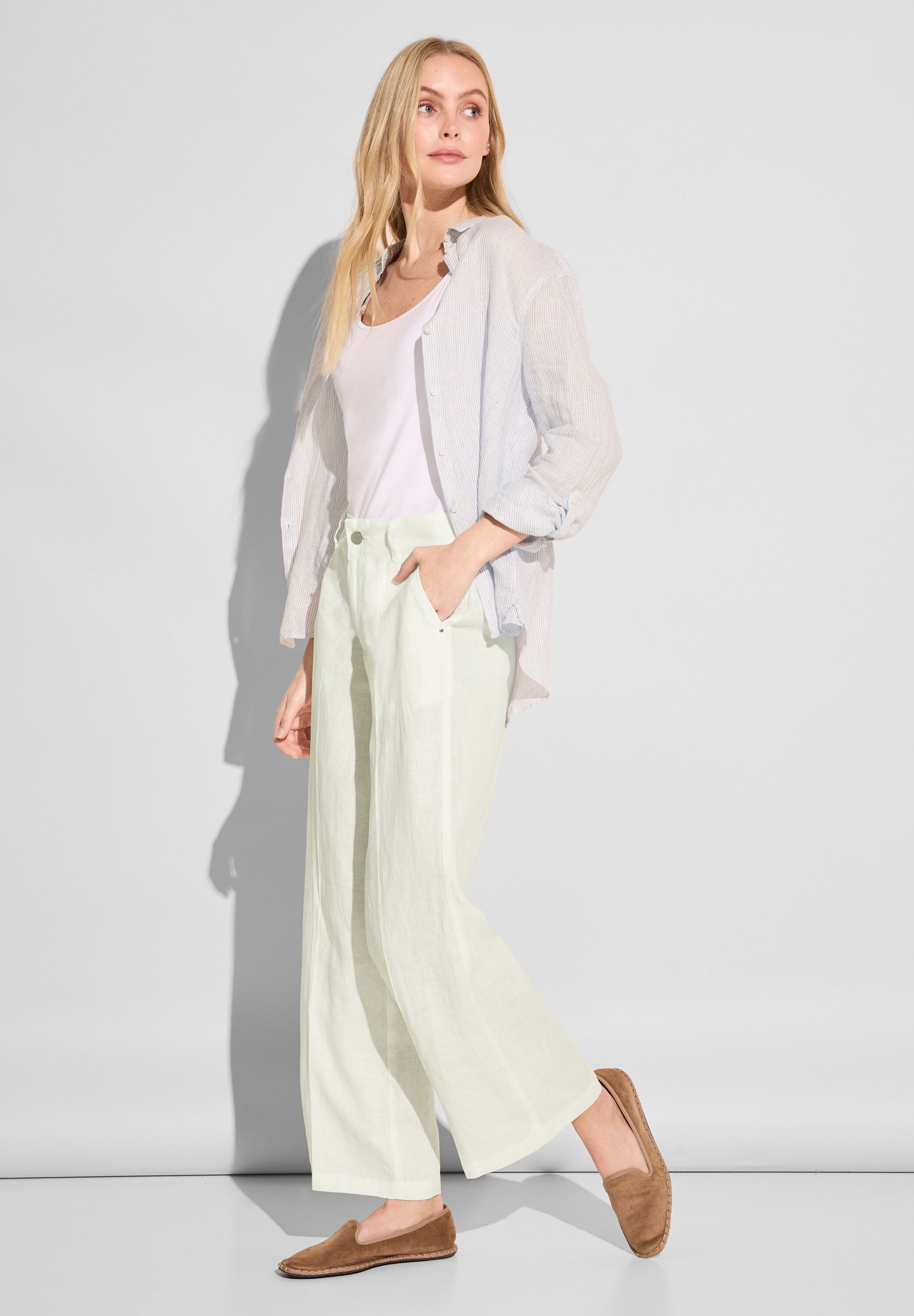 STREET ONE Leinenhose, Sommerhose mit Gürtelschnallen
